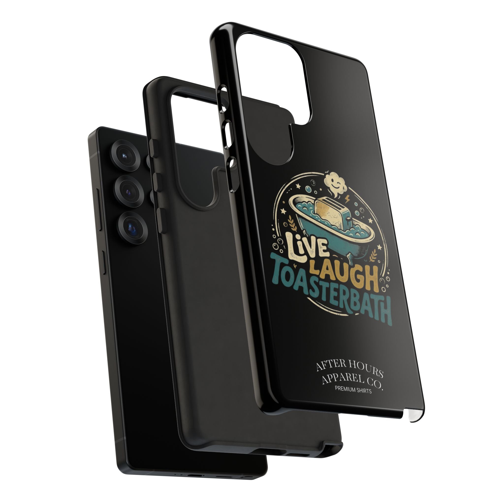 Live Laugh Toasterbath Phone Case — Cute Retro Butter in Bathtub Design