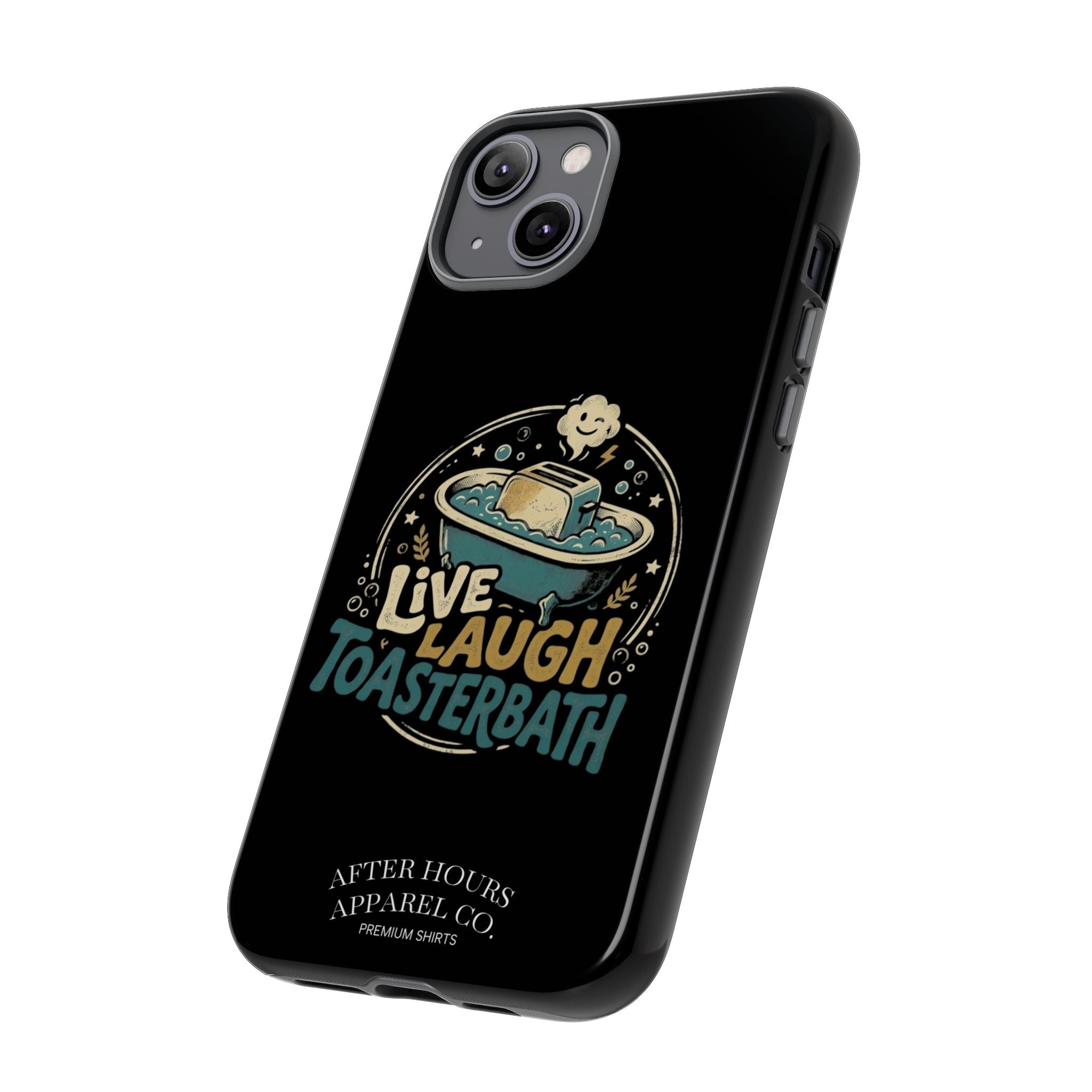 Live Laugh Toasterbath Phone Case — Cute Retro Butter in Bathtub Design