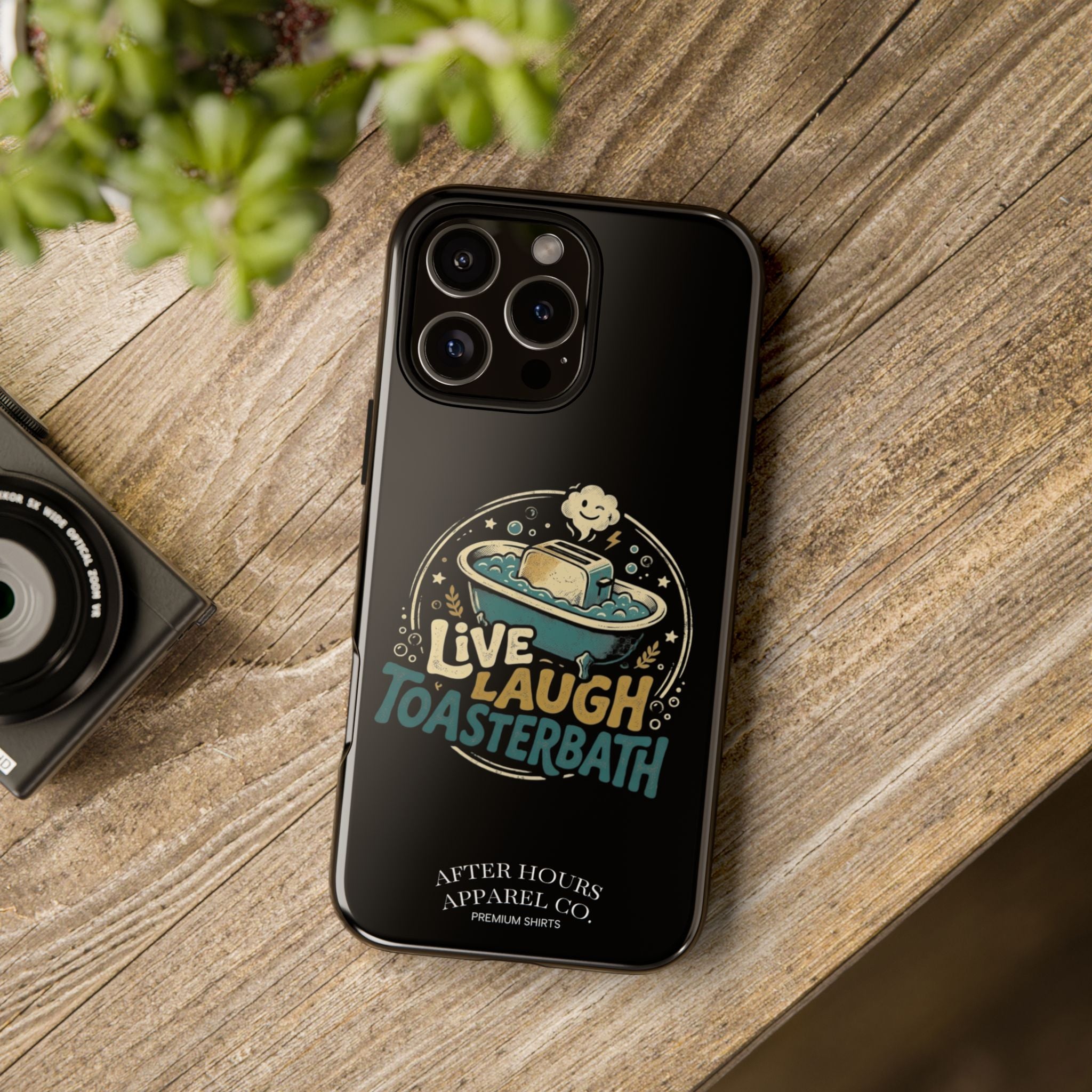 Live Laugh Toasterbath Phone Case — Cute Retro Butter in Bathtub Design