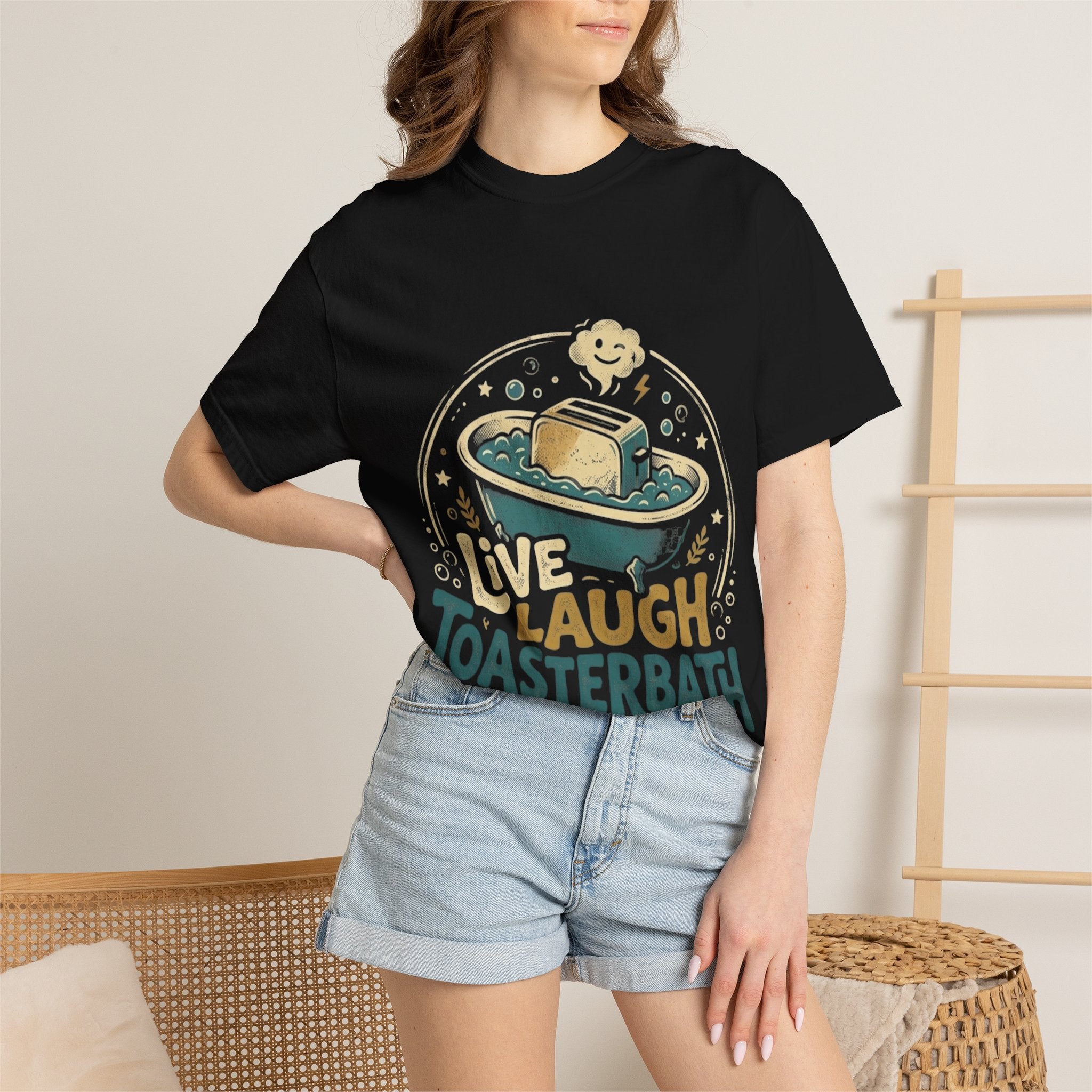 Live Laugh Toasterbath T-Shirt — Funny Retro Kitchen Graphic Tee