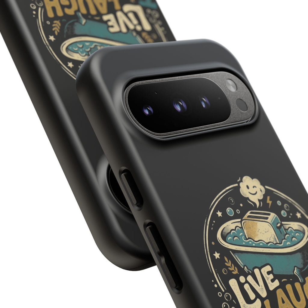 Live Laugh Toasterbath Phone Case — Cute Retro Butter in Bathtub Design