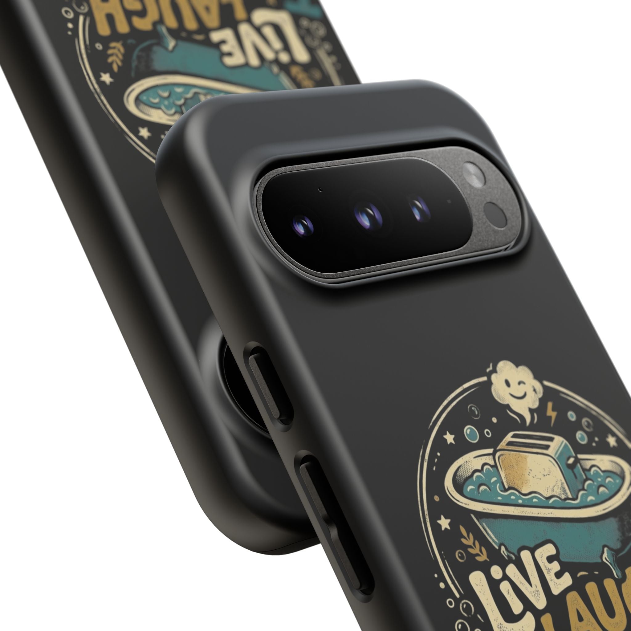 Live Laugh Toasterbath Phone Case — Cute Retro Butter in Bathtub Design