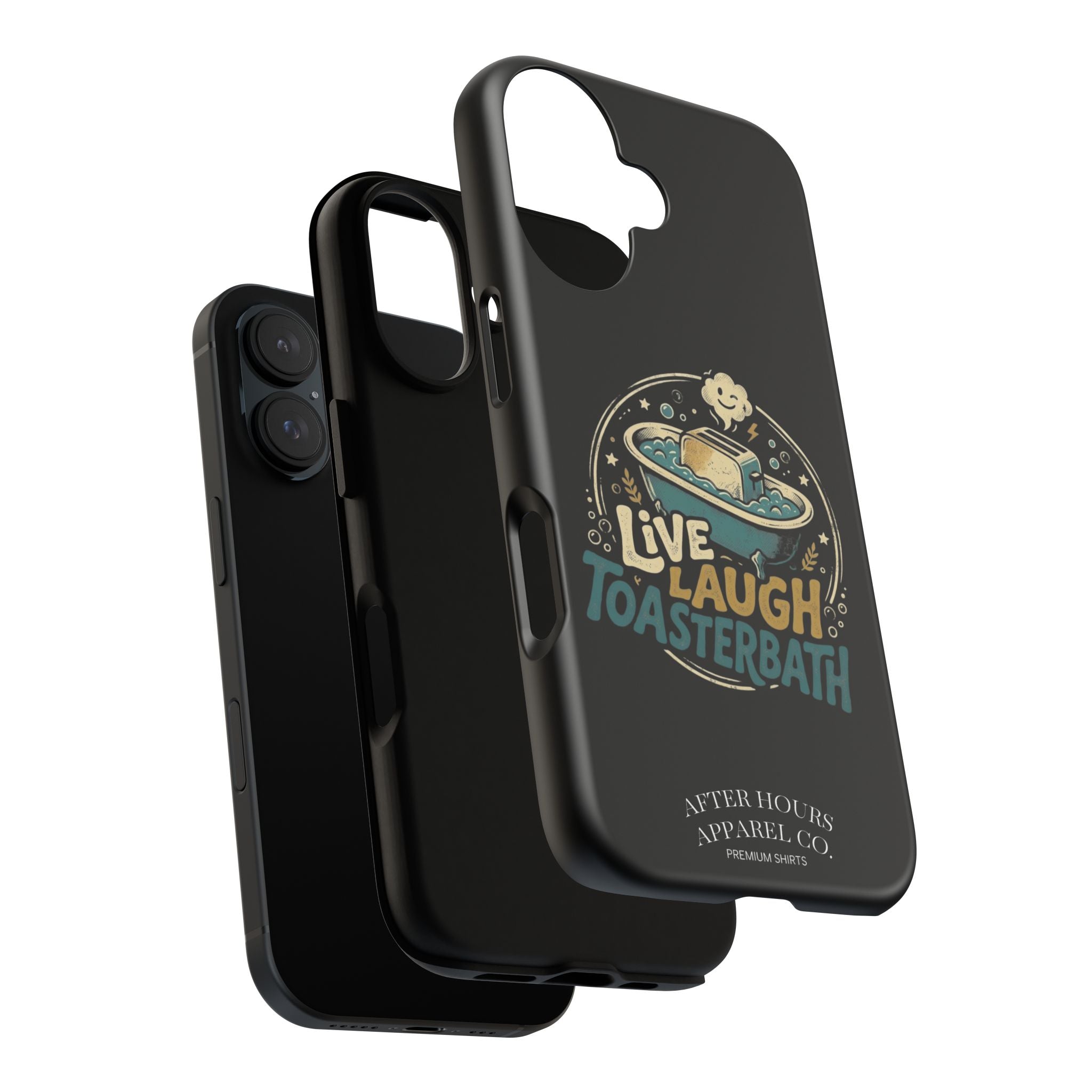 Live Laugh Toasterbath Phone Case — Cute Retro Butter in Bathtub Design