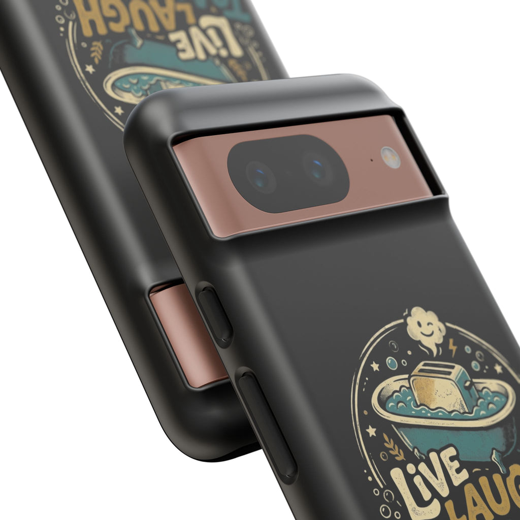 Live Laugh Toasterbath Phone Case — Cute Retro Butter in Bathtub Design