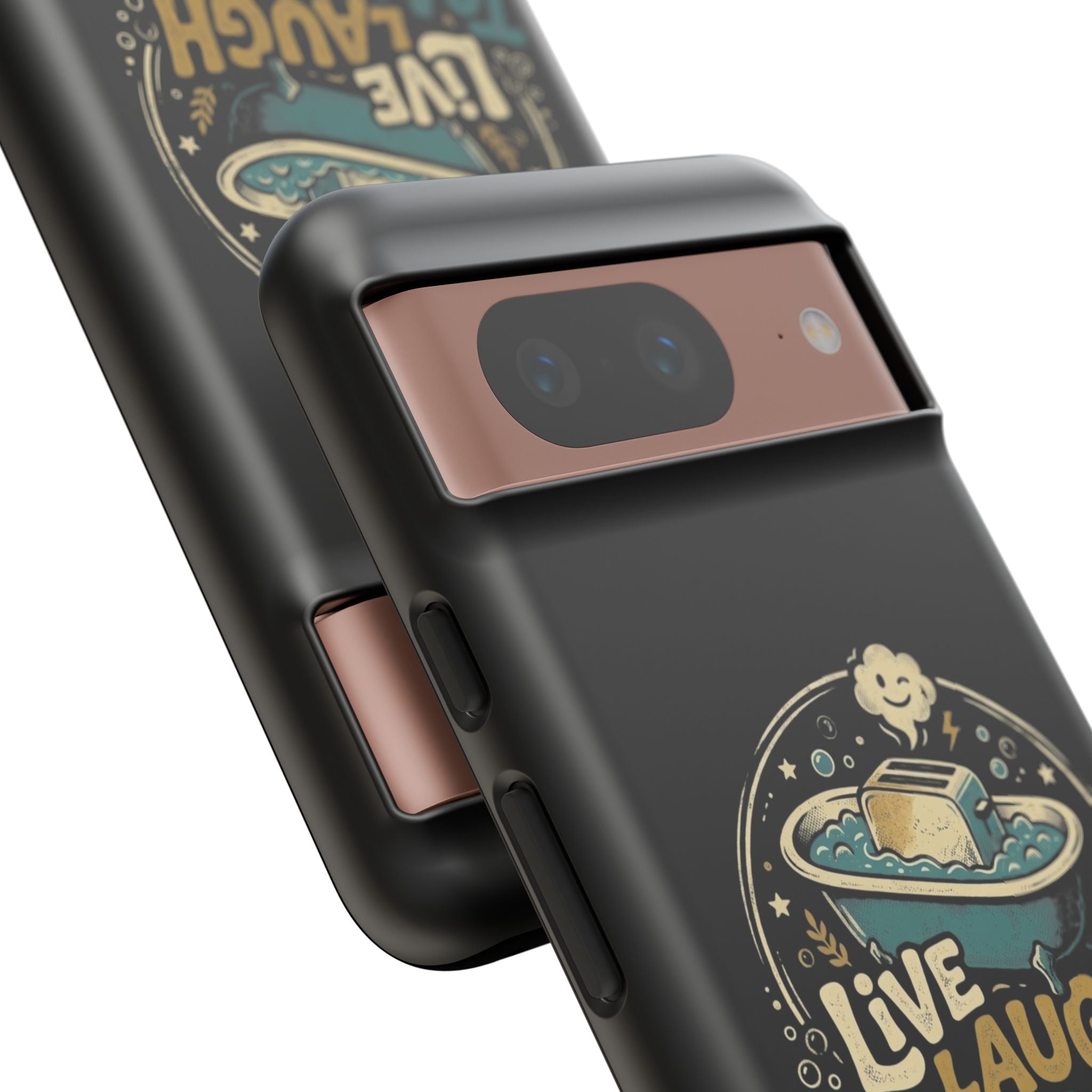 Live Laugh Toasterbath Phone Case — Cute Retro Butter in Bathtub Design