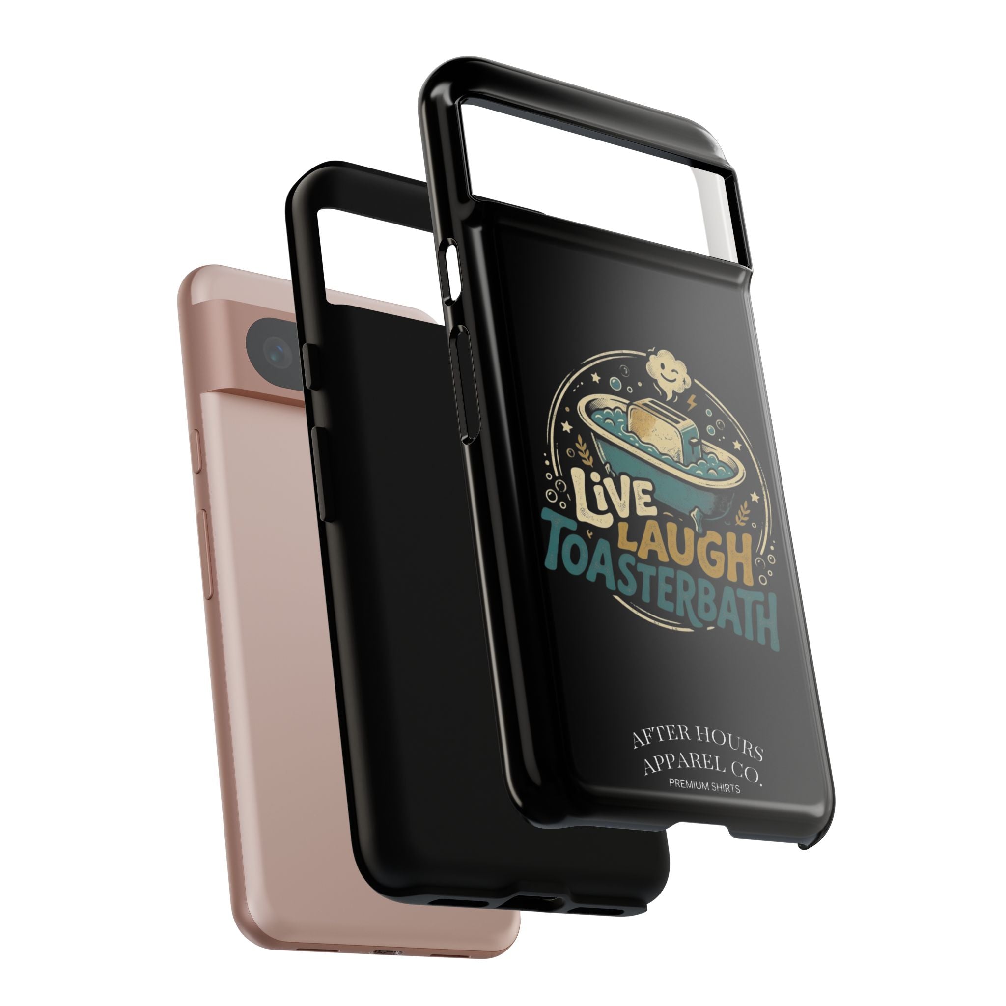 Live Laugh Toasterbath Phone Case — Cute Retro Butter in Bathtub Design