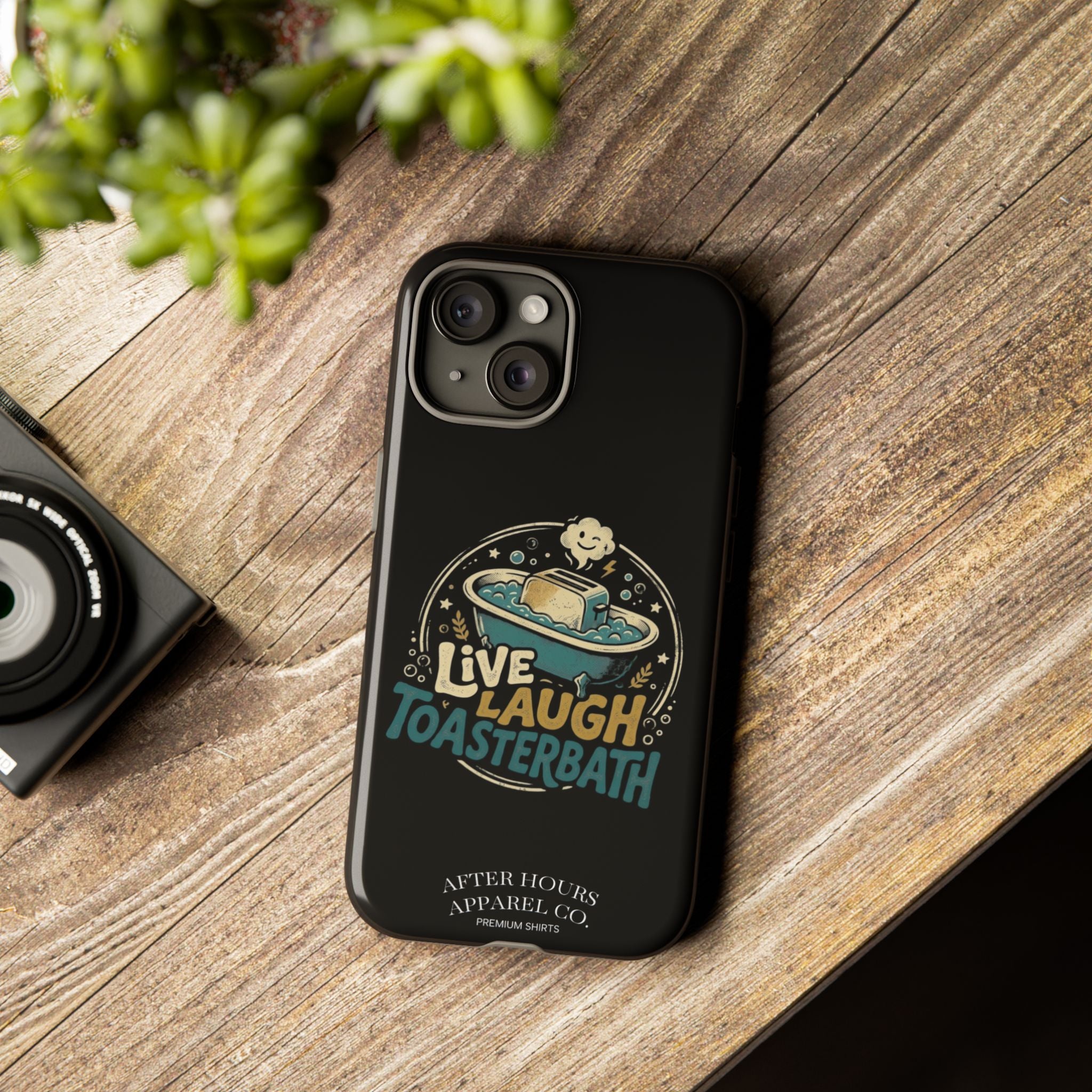 Live Laugh Toasterbath Phone Case — Cute Retro Butter in Bathtub Design