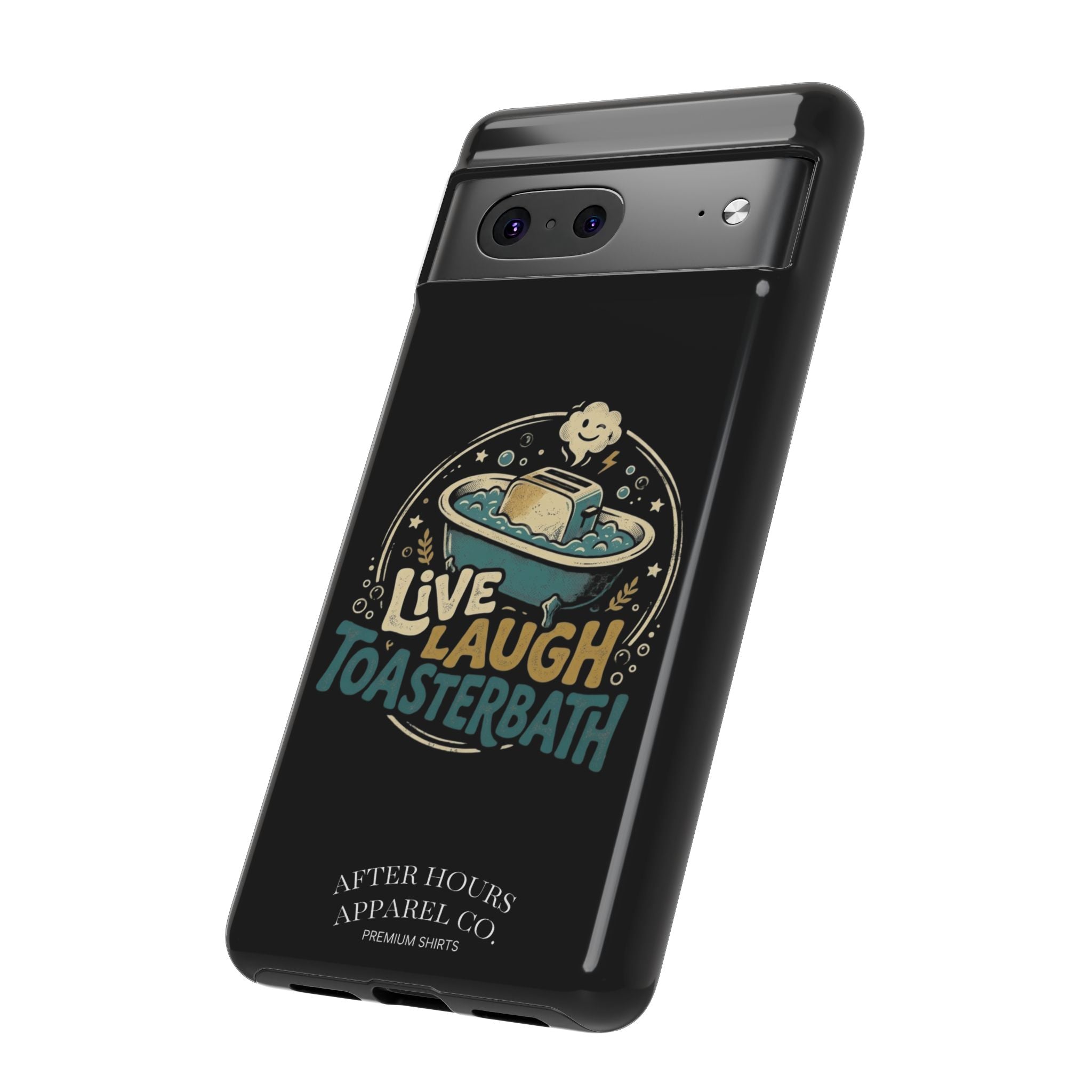 Live Laugh Toasterbath Phone Case — Cute Retro Butter in Bathtub Design