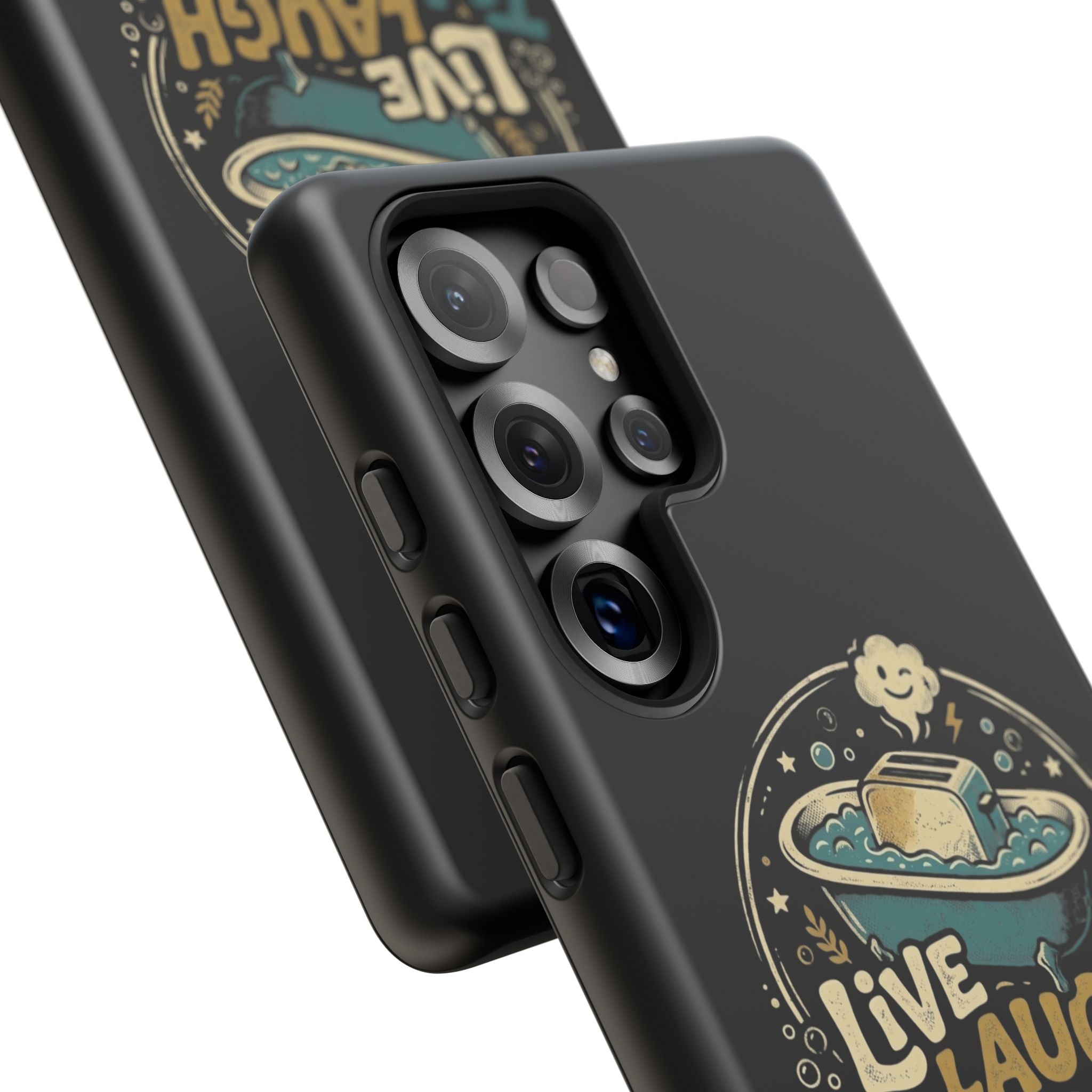 Live Laugh Toasterbath Phone Case — Cute Retro Butter in Bathtub Design
