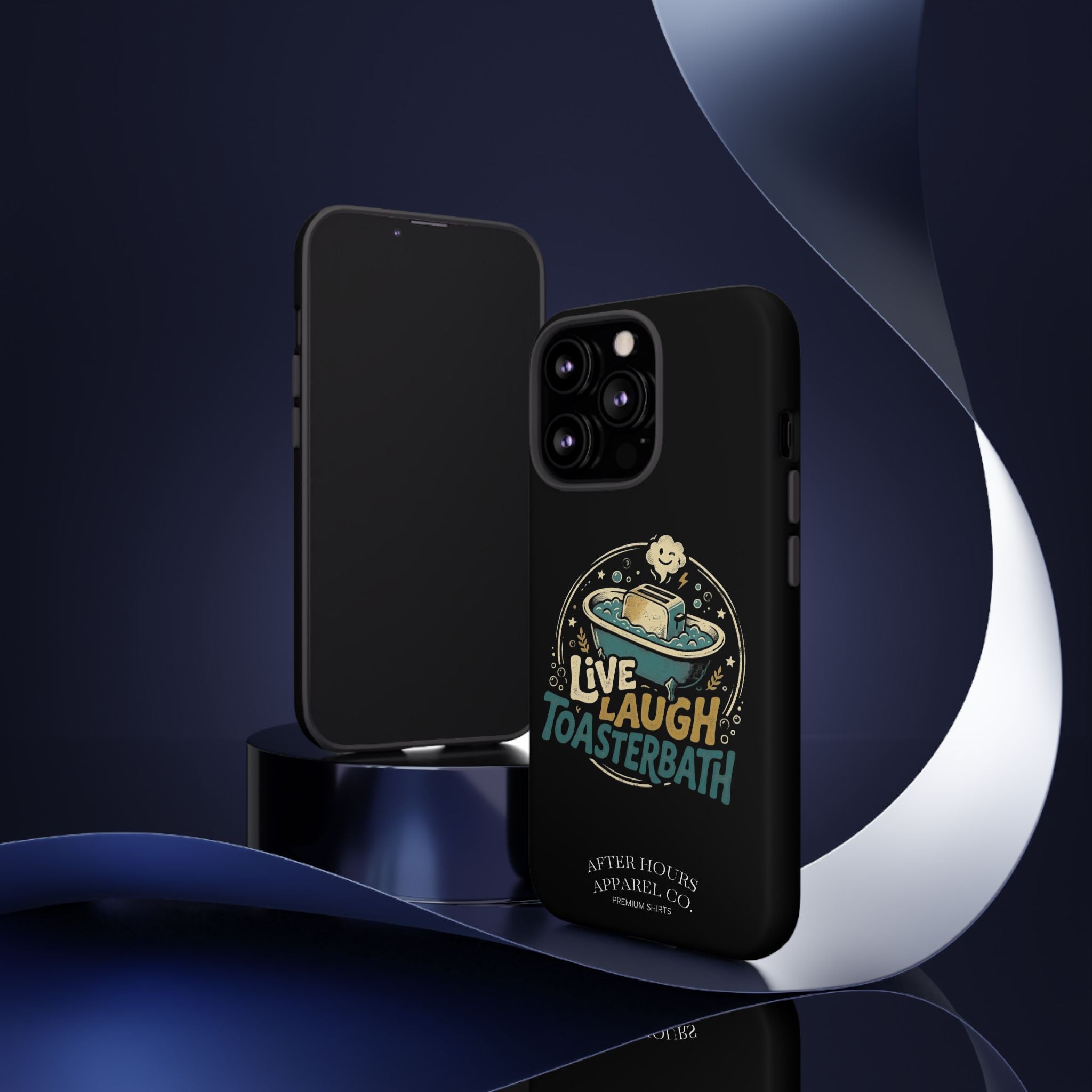 Live Laugh Toasterbath Phone Case — Cute Retro Butter in Bathtub Design