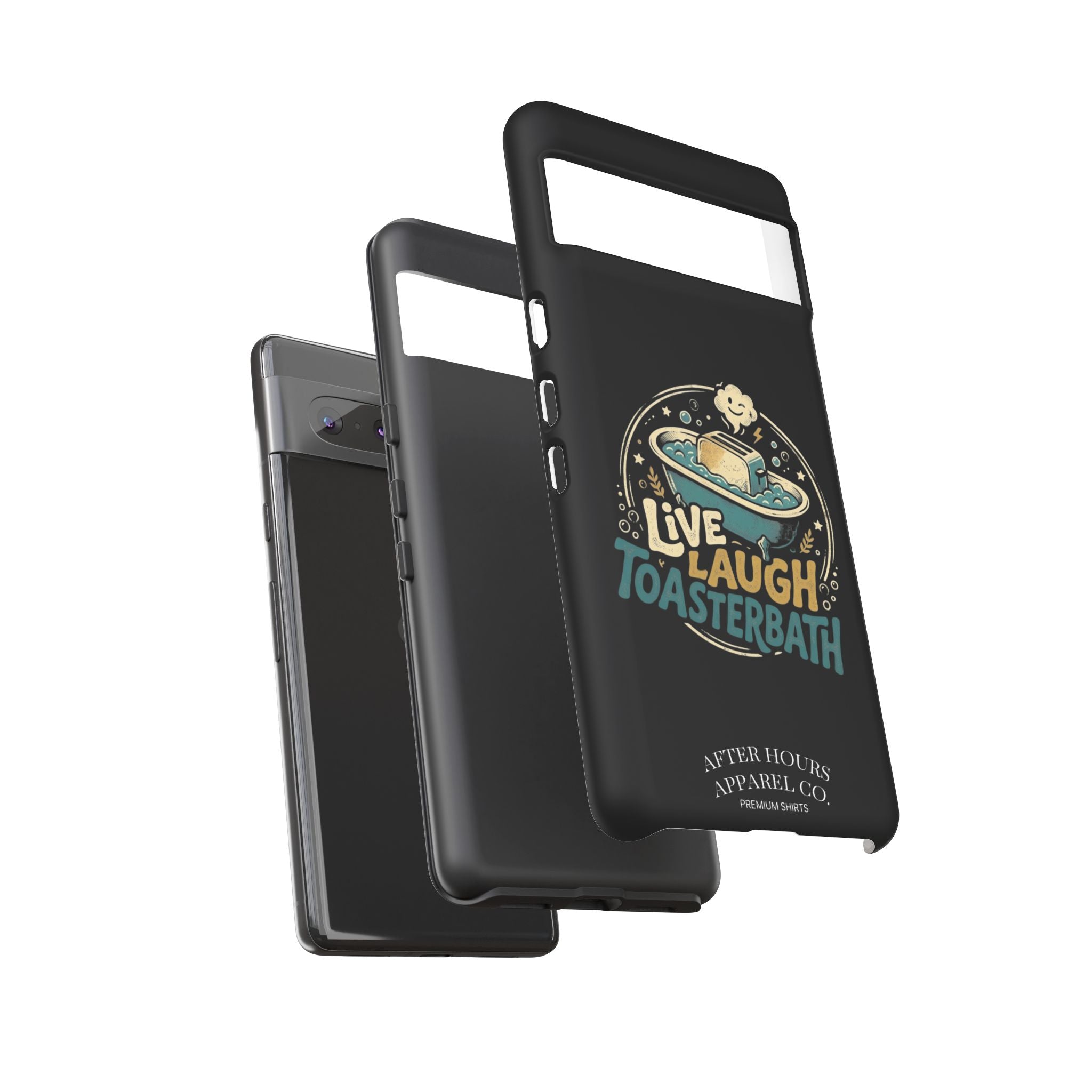 Live Laugh Toasterbath Phone Case — Cute Retro Butter in Bathtub Design