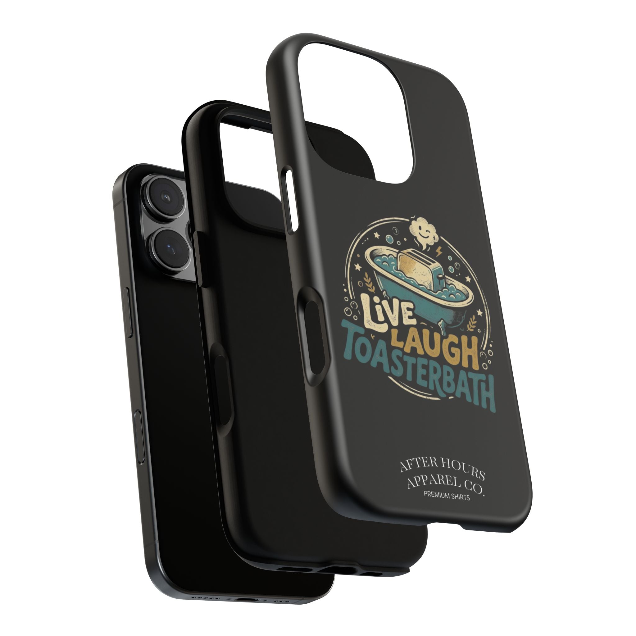 Live Laugh Toasterbath Phone Case — Cute Retro Butter in Bathtub Design