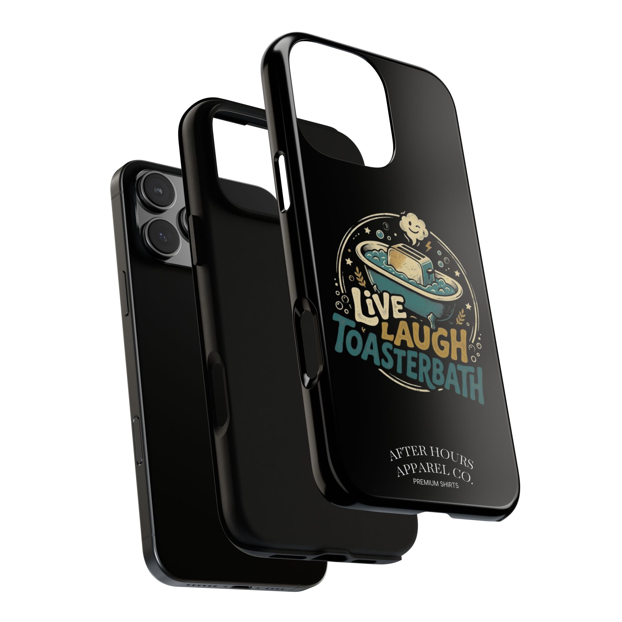 Live Laugh Toasterbath Phone Case — Cute Retro Butter in Bathtub Design