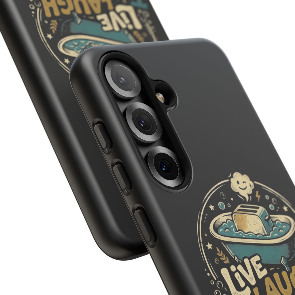 Live Laugh Toasterbath Phone Case — Cute Retro Butter in Bathtub Design