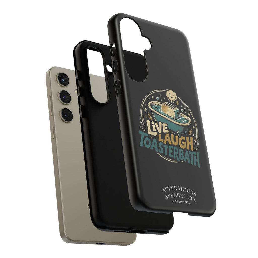 Live Laugh Toasterbath Phone Case — Cute Retro Butter in Bathtub Design