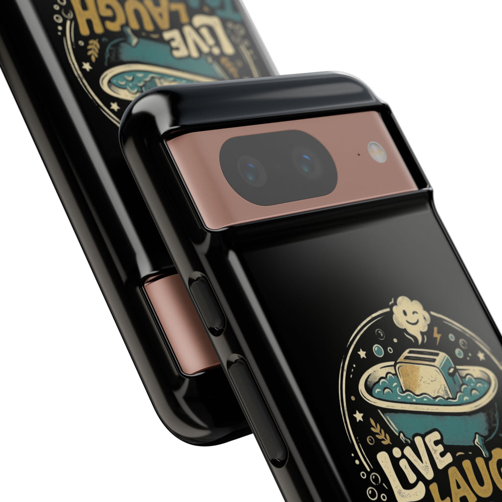 Live Laugh Toasterbath Phone Case — Cute Retro Butter in Bathtub Design