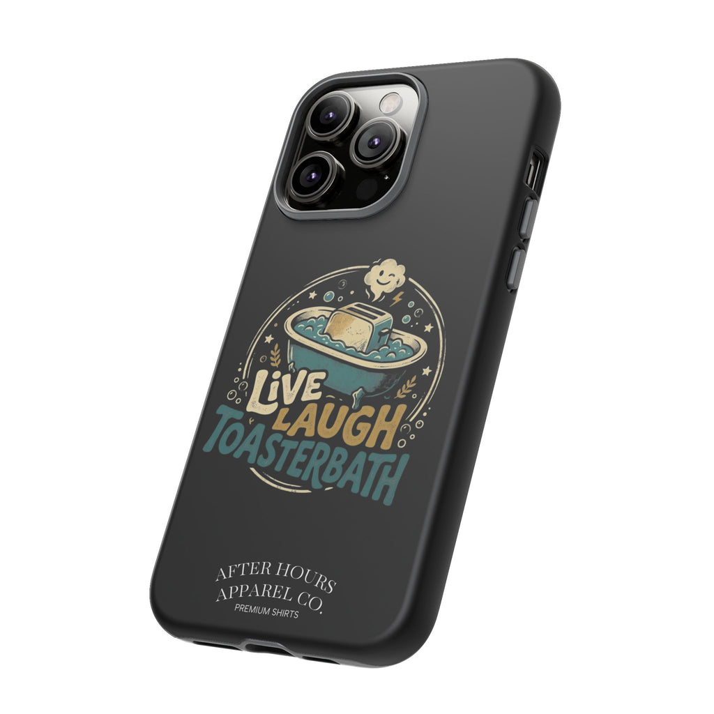 Live Laugh Toasterbath Phone Case — Cute Retro Butter in Bathtub Design