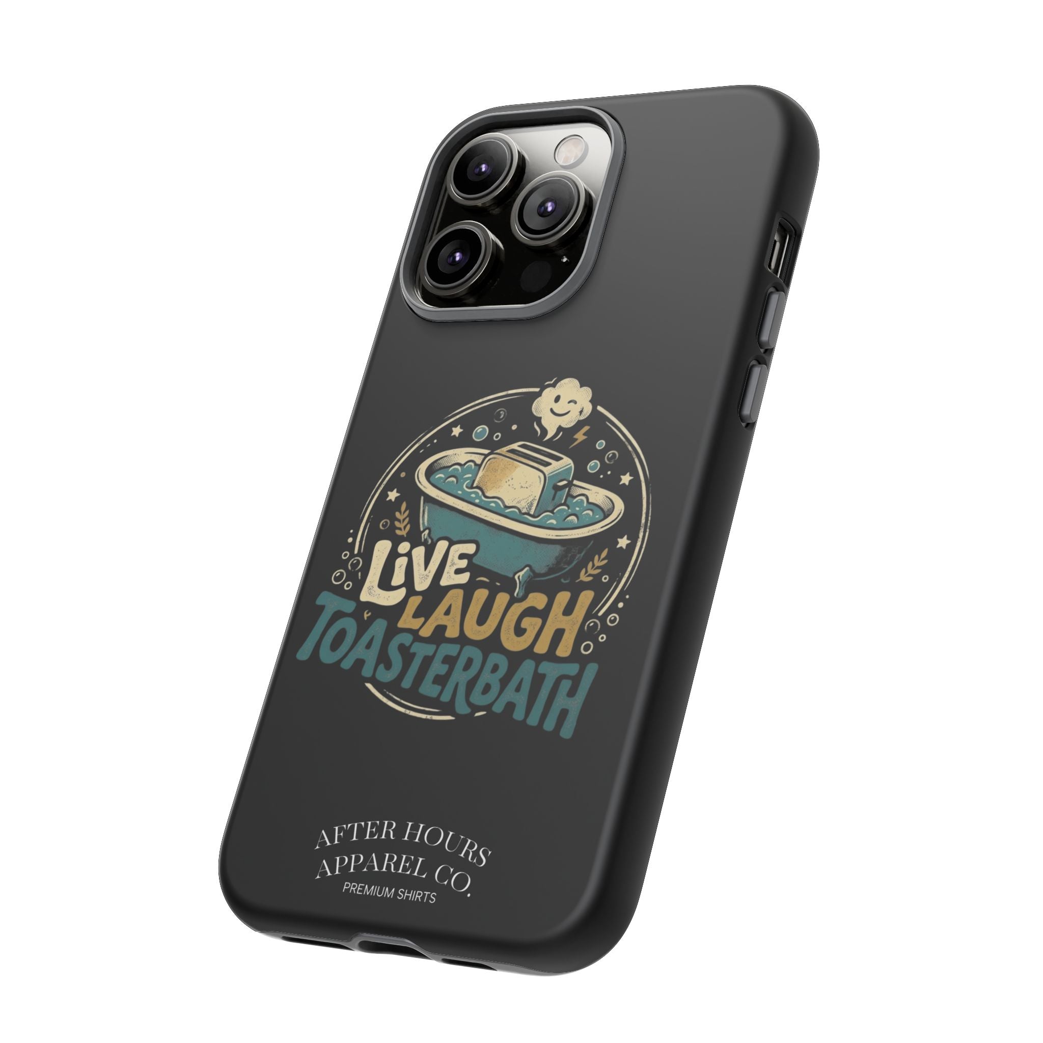 Live Laugh Toasterbath Phone Case — Cute Retro Butter in Bathtub Design