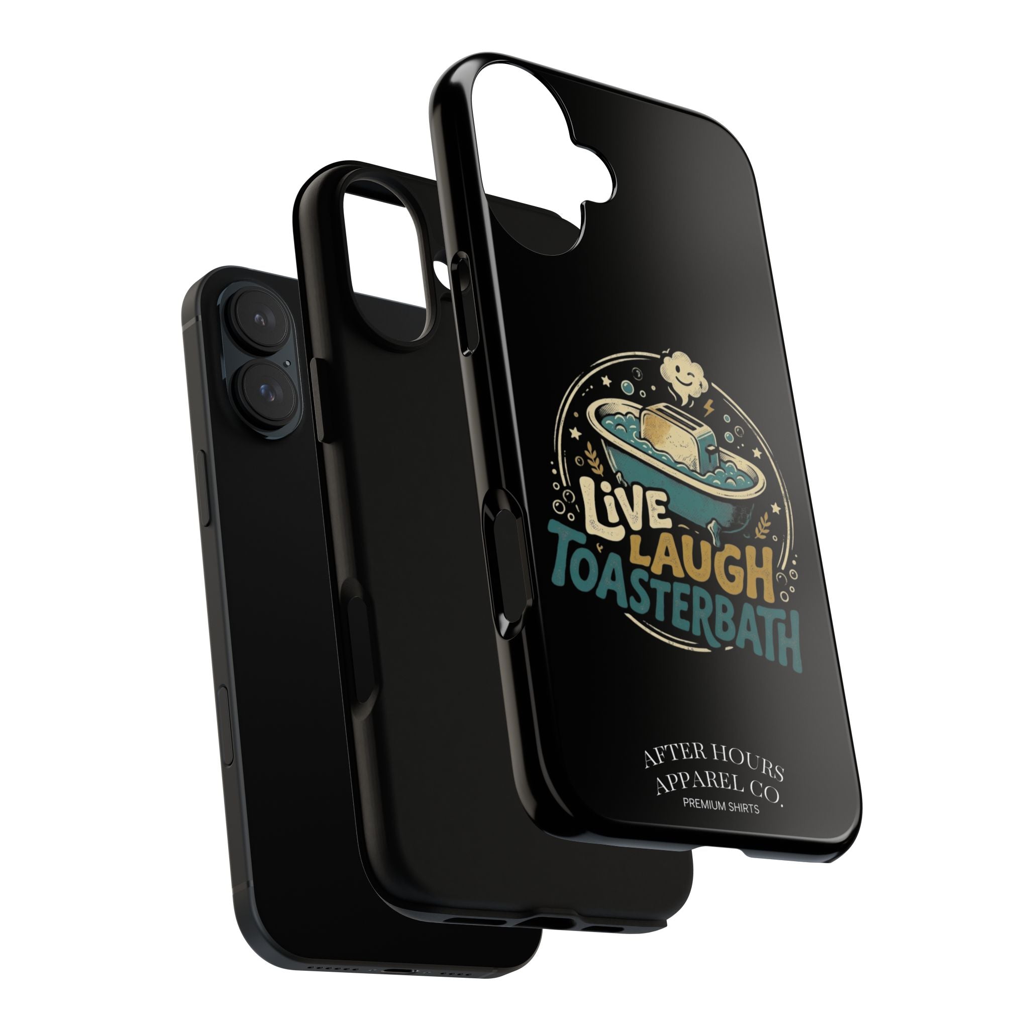 Live Laugh Toasterbath Phone Case — Cute Retro Butter in Bathtub Design