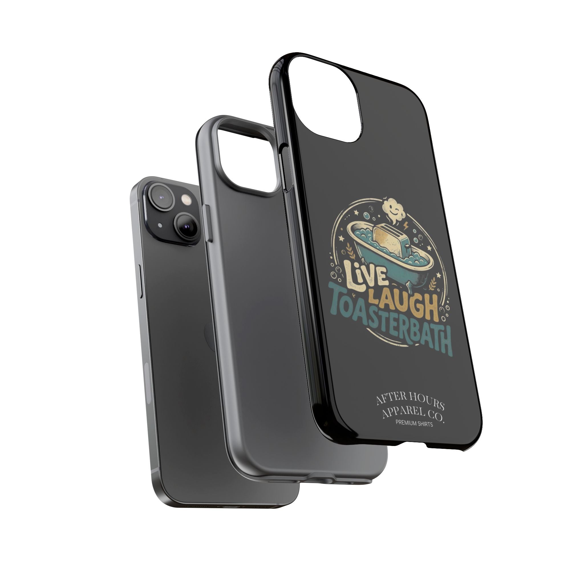 Live Laugh Toasterbath Phone Case — Cute Retro Butter in Bathtub Design