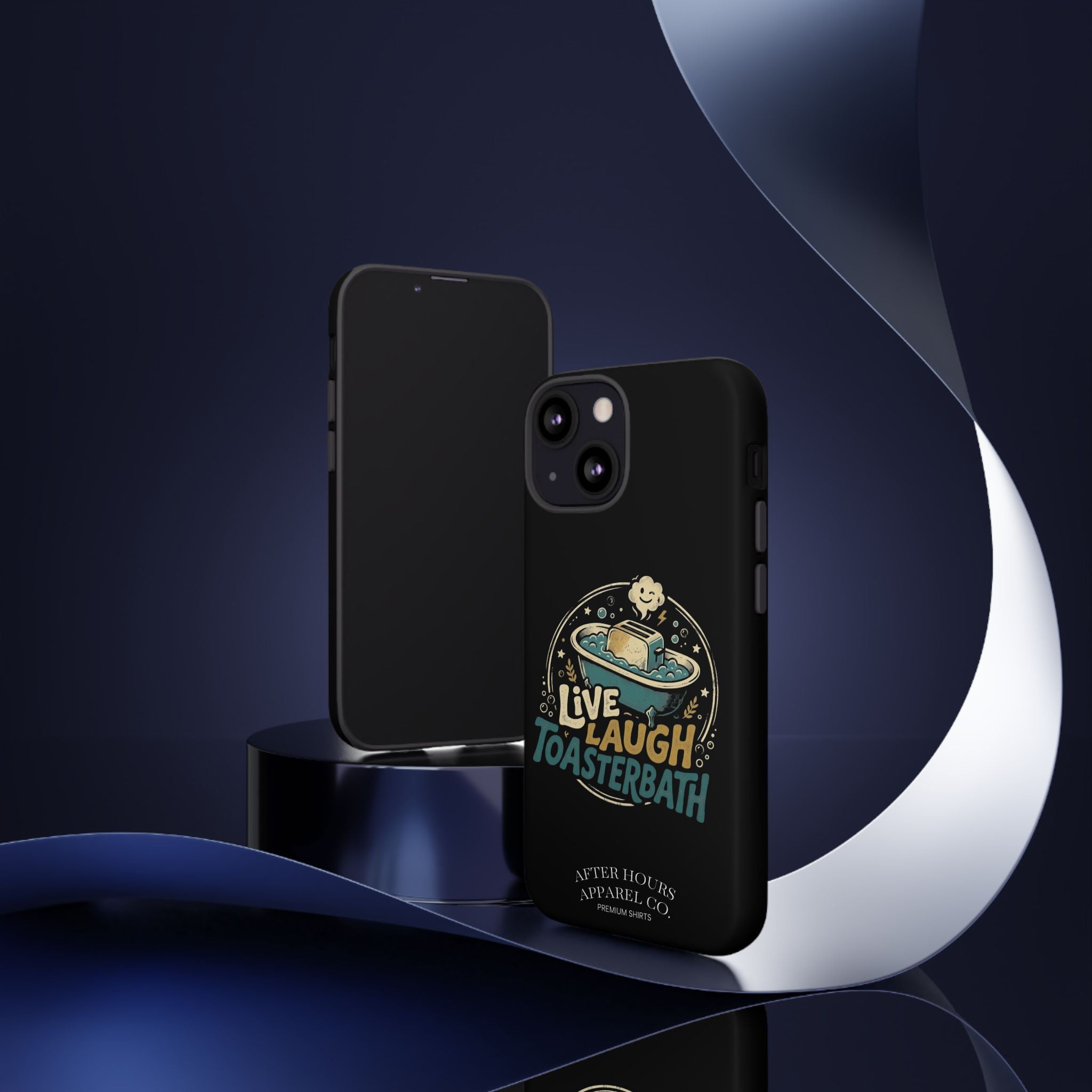 Live Laugh Toasterbath Phone Case — Cute Retro Butter in Bathtub Design
