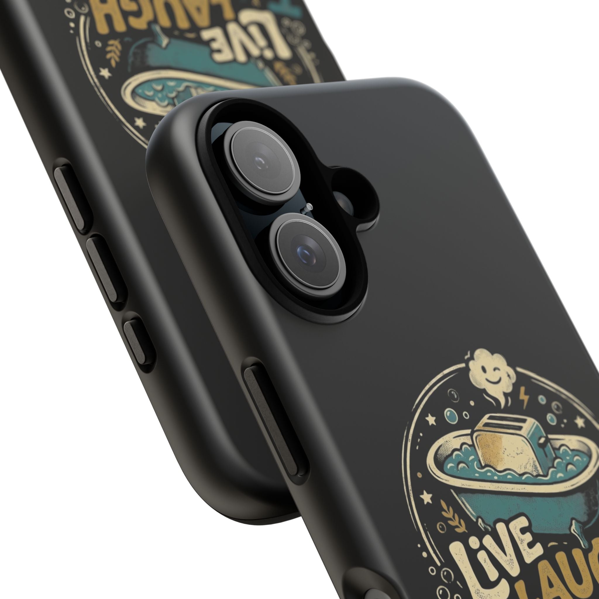 Live Laugh Toasterbath Phone Case — Cute Retro Butter in Bathtub Design