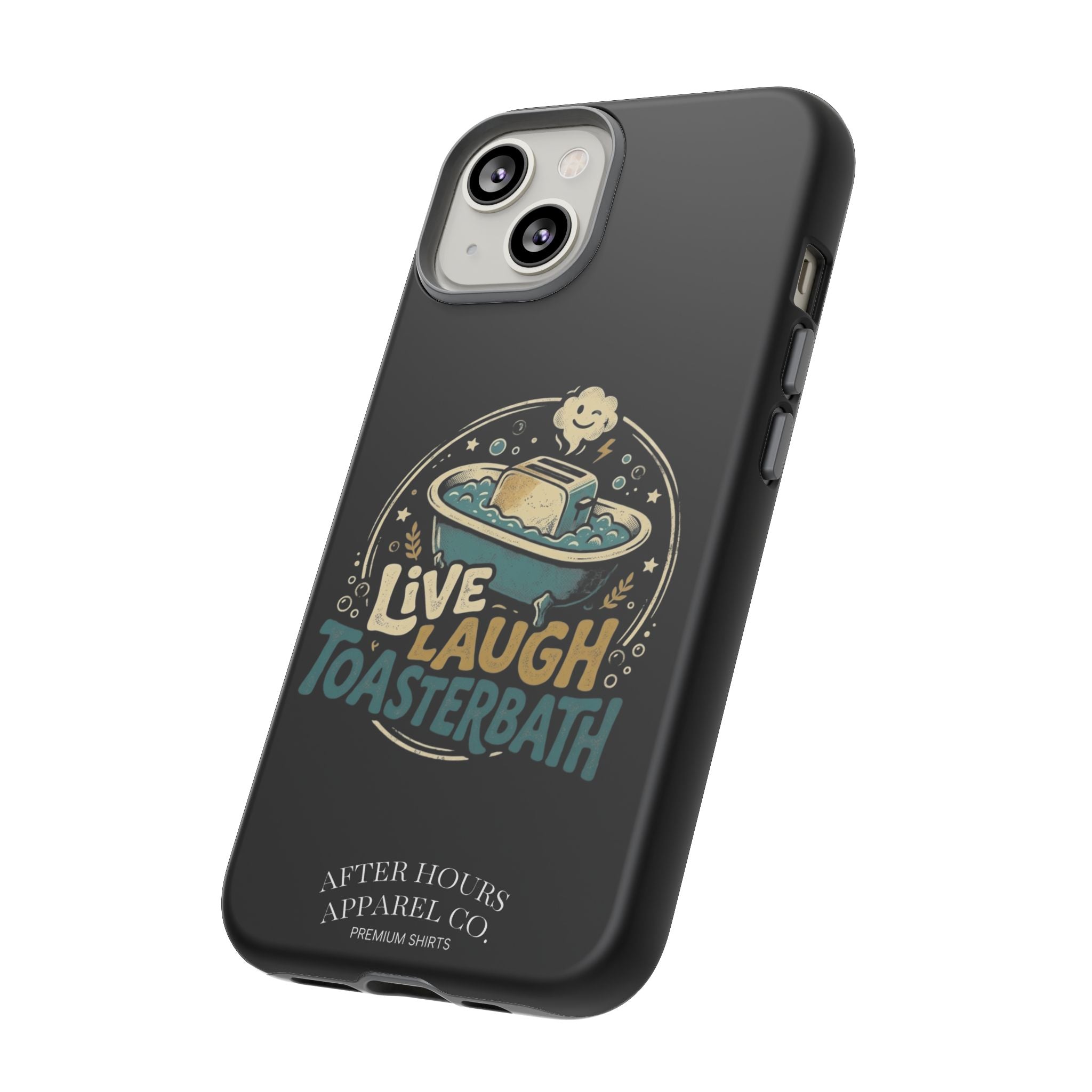 Live Laugh Toasterbath Phone Case — Cute Retro Butter in Bathtub Design