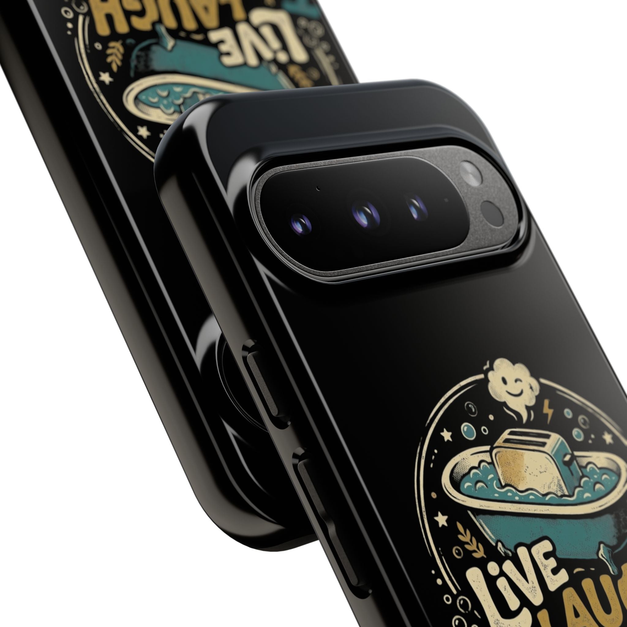 Live Laugh Toasterbath Phone Case — Cute Retro Butter in Bathtub Design