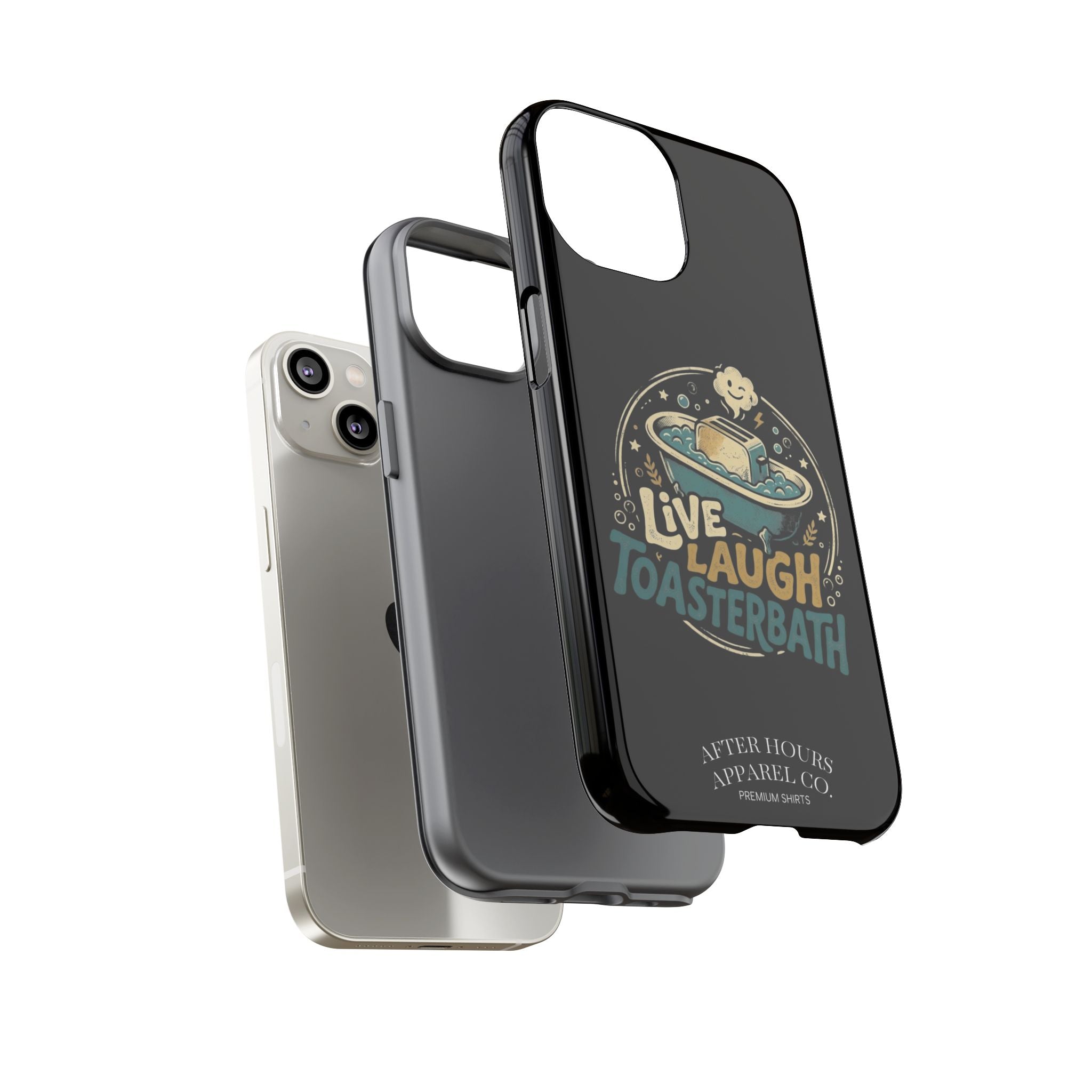 Live Laugh Toasterbath Phone Case — Cute Retro Butter in Bathtub Design