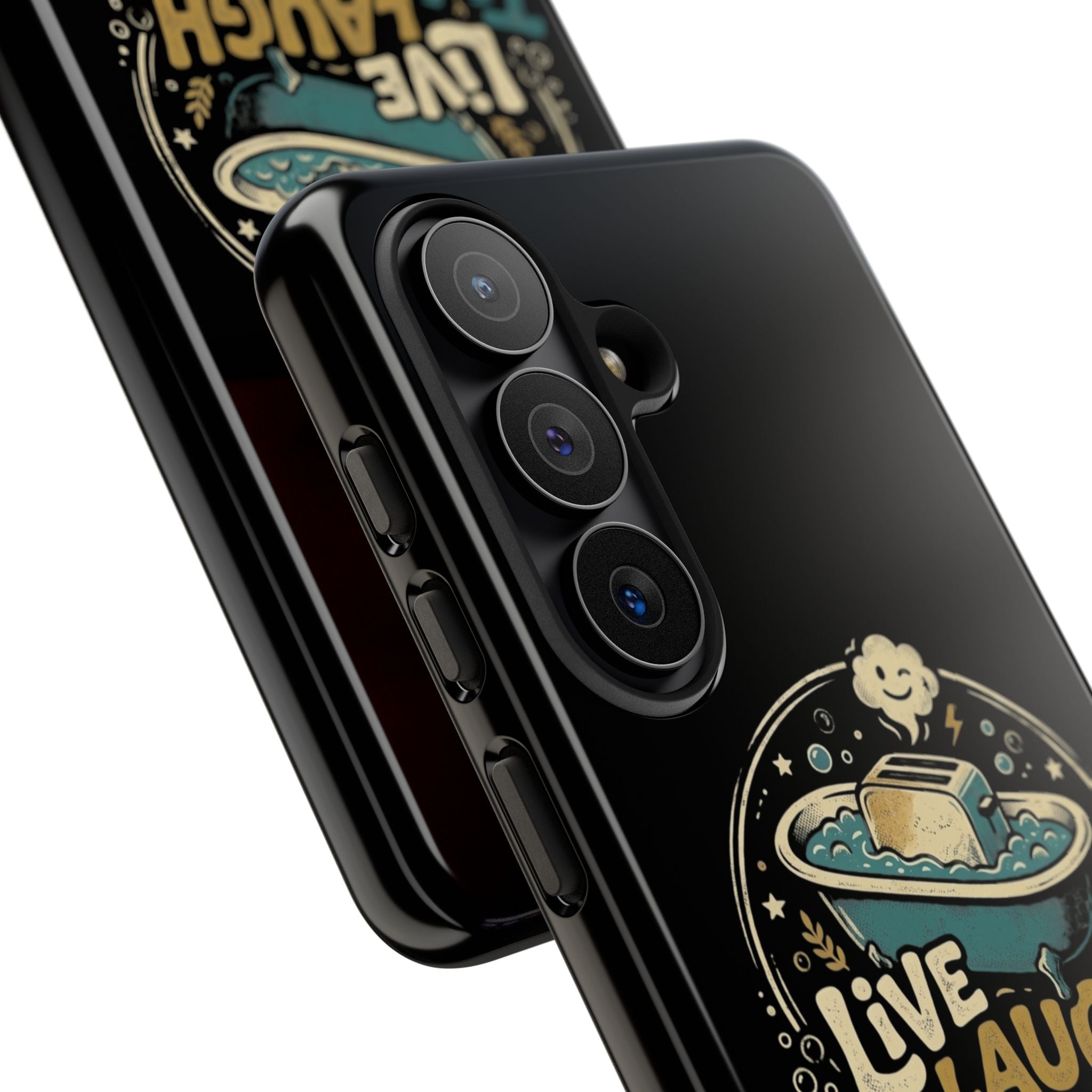 Live Laugh Toasterbath Phone Case — Cute Retro Butter in Bathtub Design