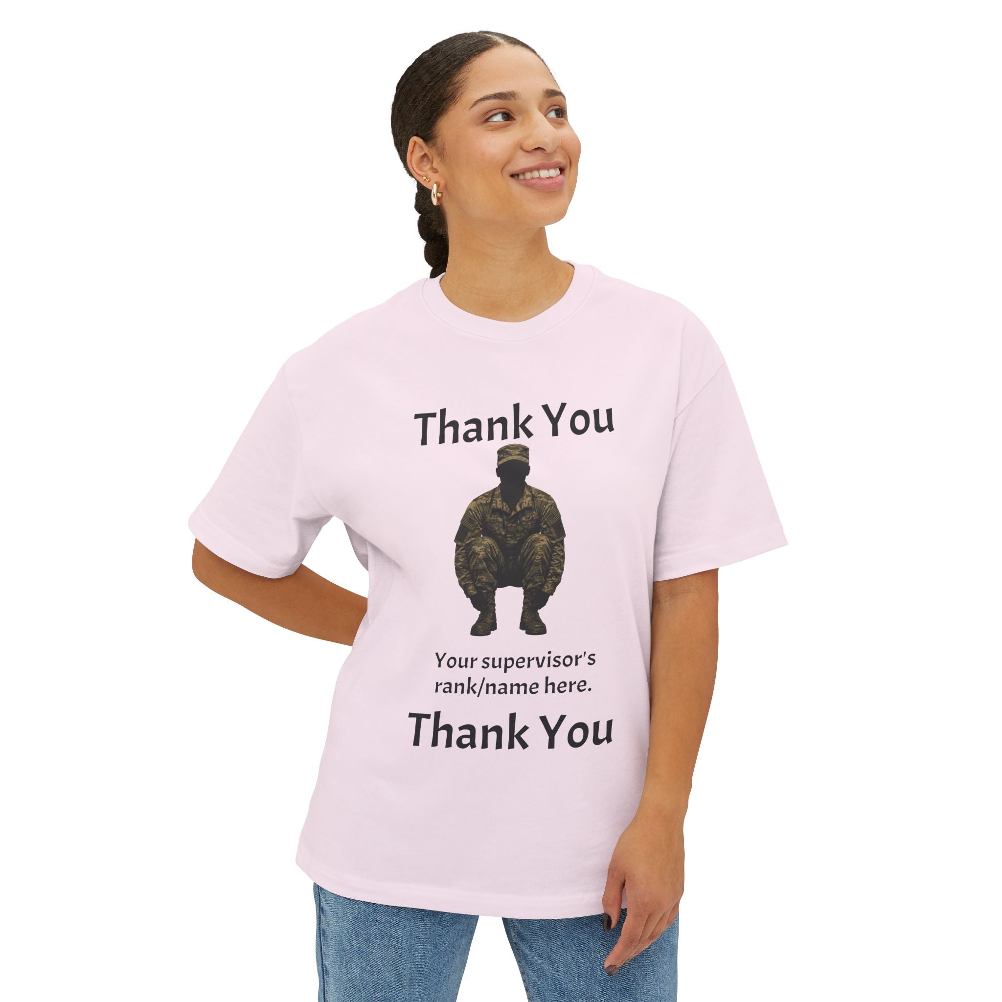 Military Tribute Tee — “Thank You” Personalized Supervisor Rank/Name