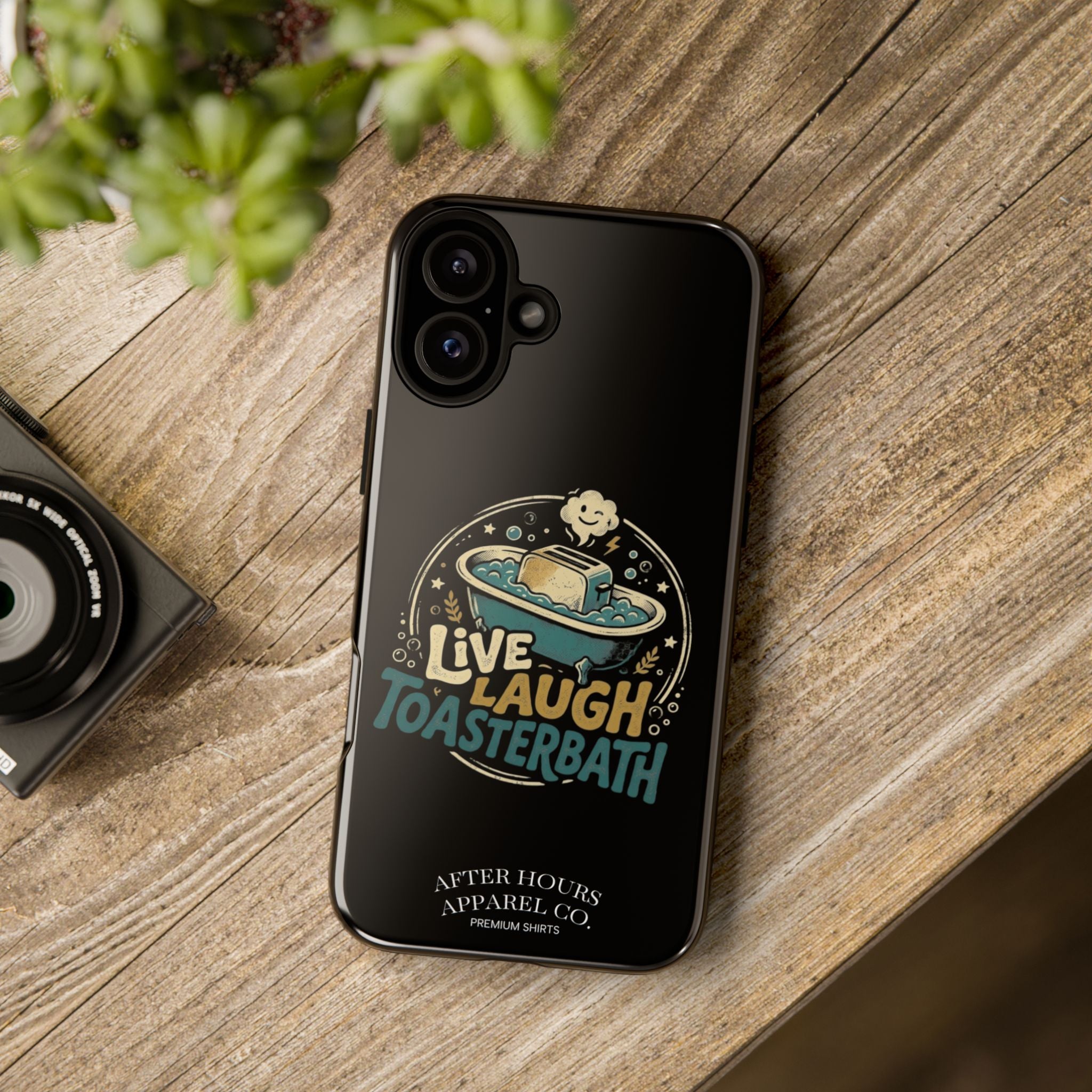 Live Laugh Toasterbath Phone Case — Cute Retro Butter in Bathtub Design