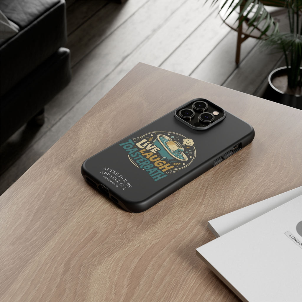 Live Laugh Toasterbath Phone Case — Cute Retro Butter in Bathtub Design