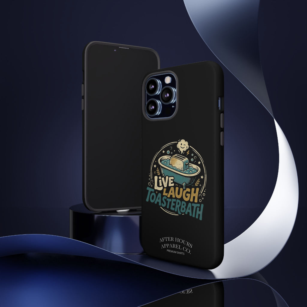 Live Laugh Toasterbath Phone Case — Cute Retro Butter in Bathtub Design