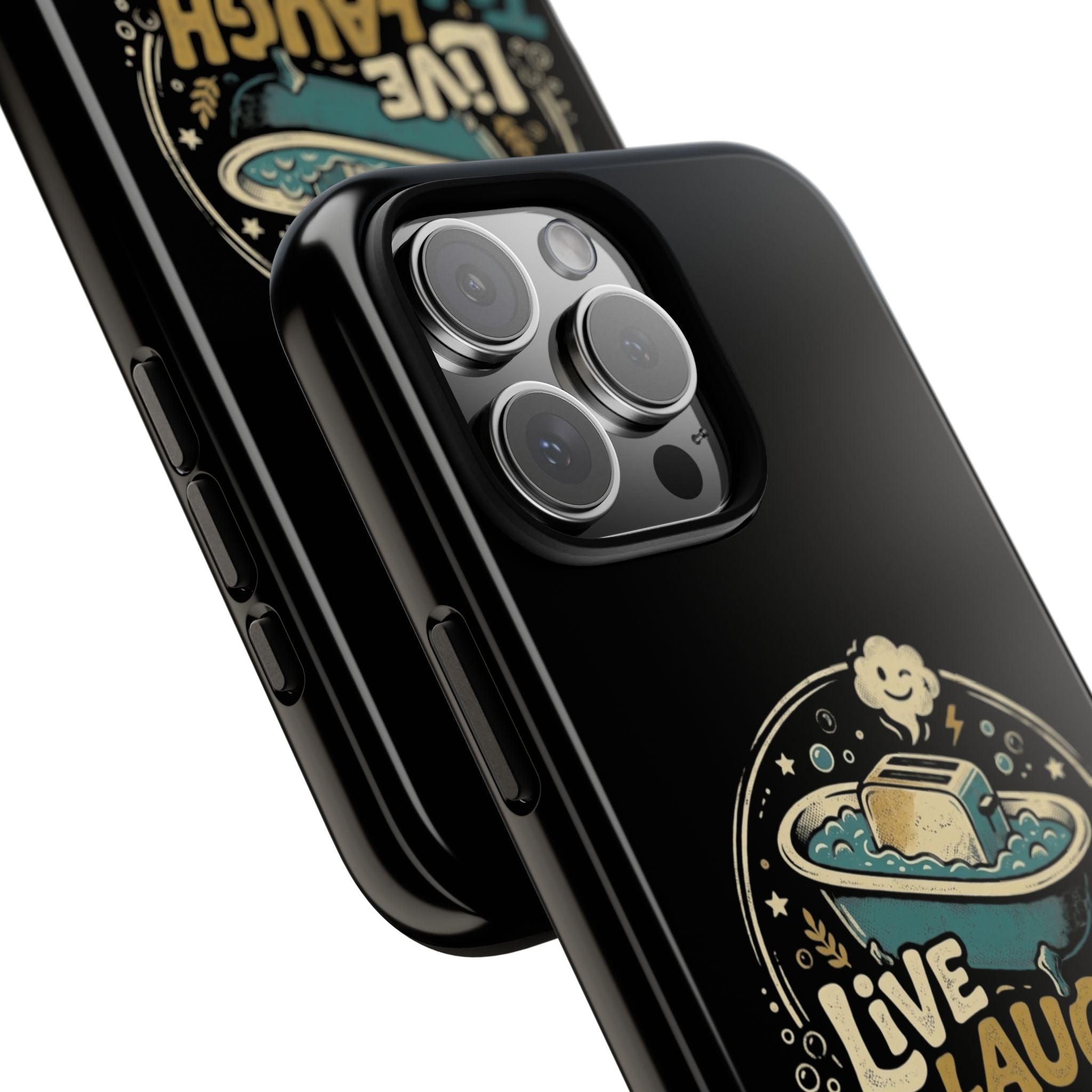 Live Laugh Toasterbath Phone Case — Cute Retro Butter in Bathtub Design