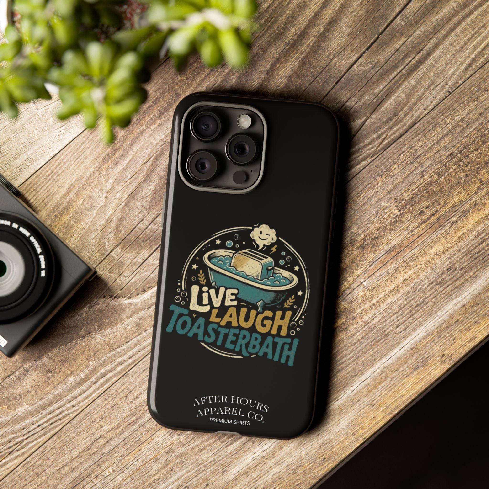 Live Laugh Toasterbath Phone Case — Cute Retro Butter in Bathtub Design