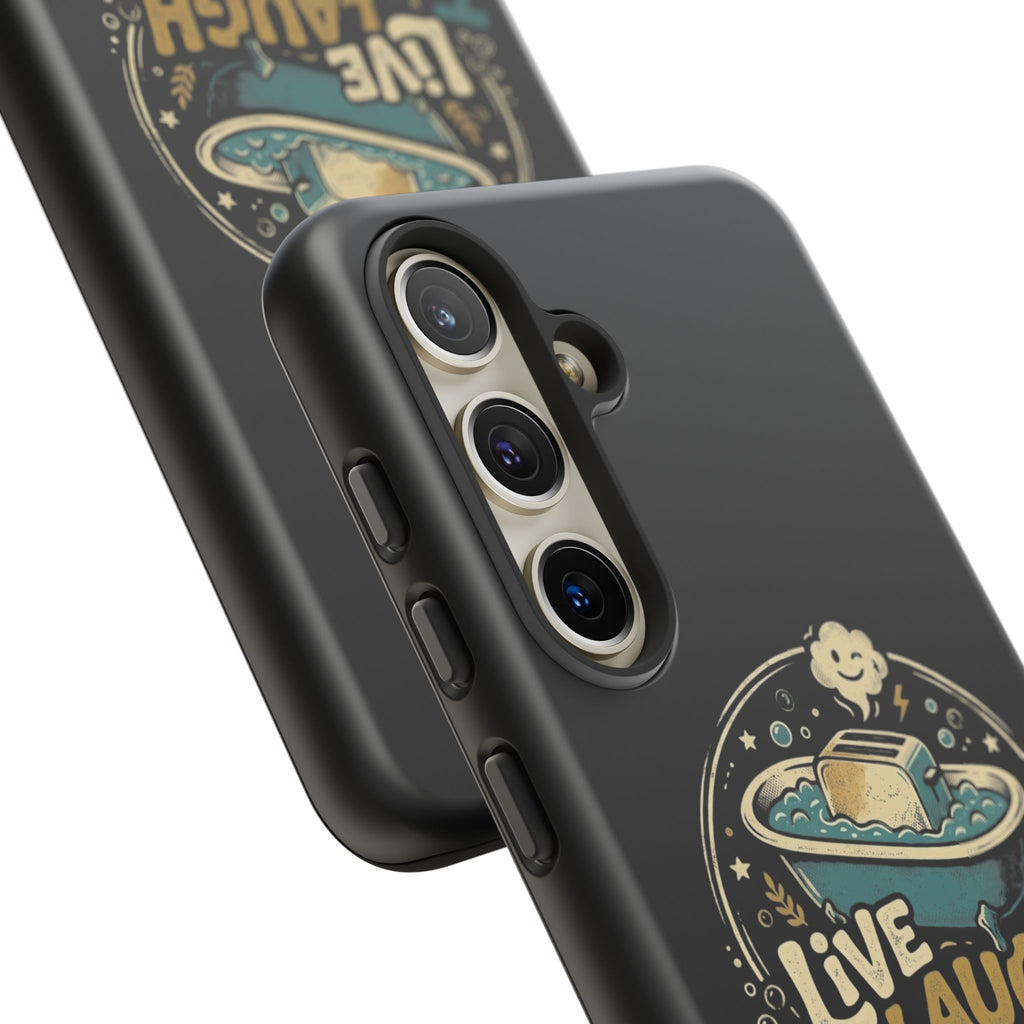Live Laugh Toasterbath Phone Case — Cute Retro Butter in Bathtub Design