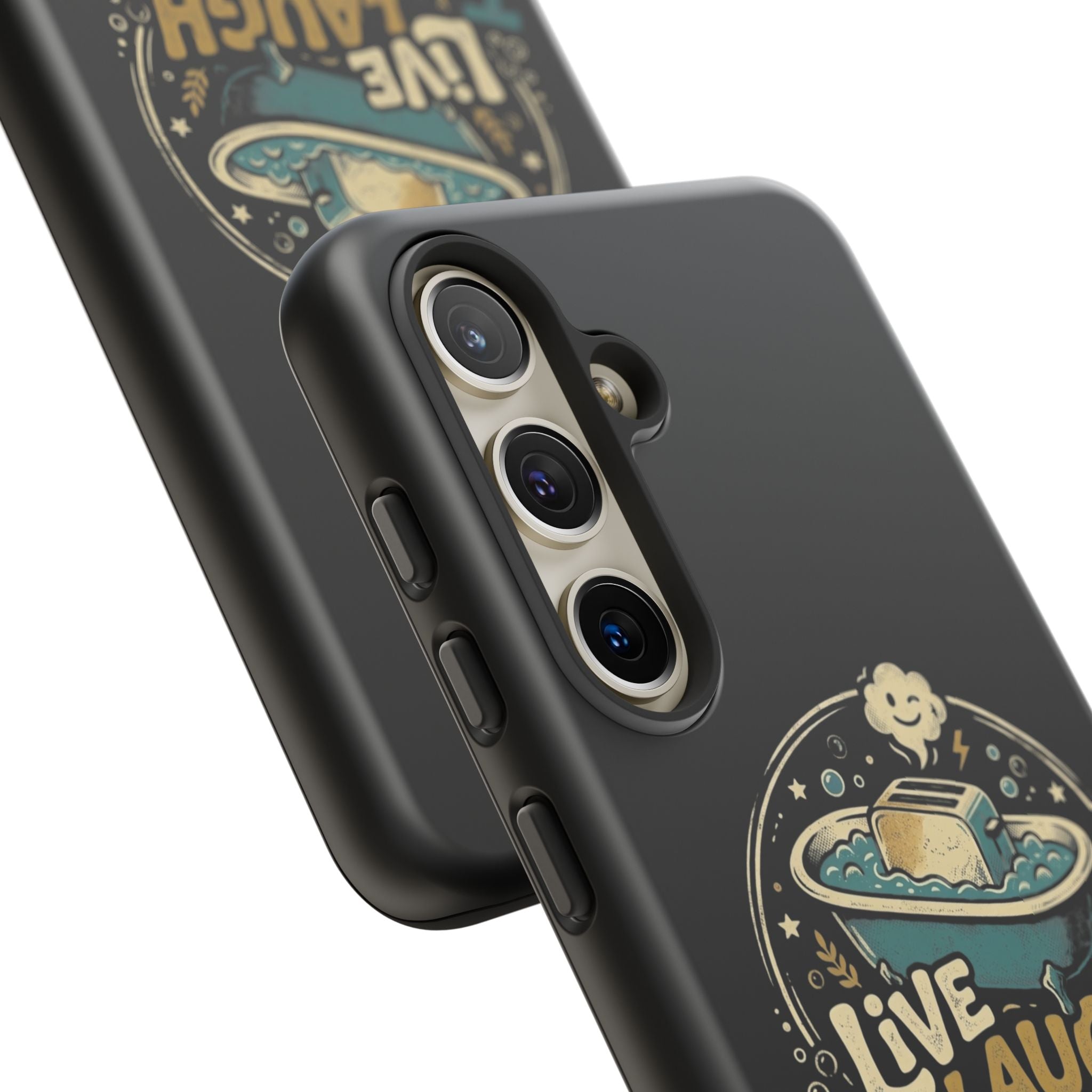 Live Laugh Toasterbath Phone Case — Cute Retro Butter in Bathtub Design