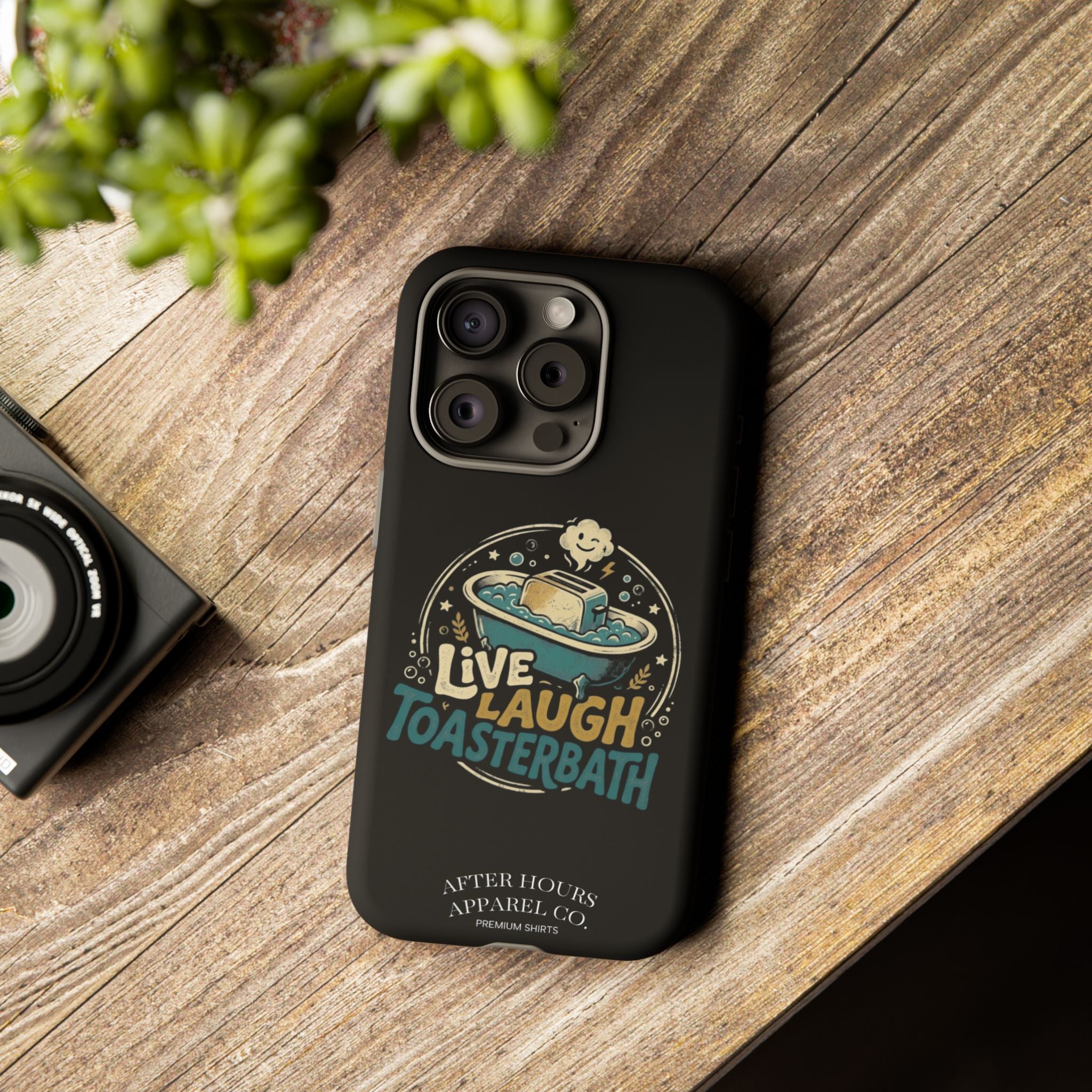 Live Laugh Toasterbath Phone Case — Cute Retro Butter in Bathtub Design