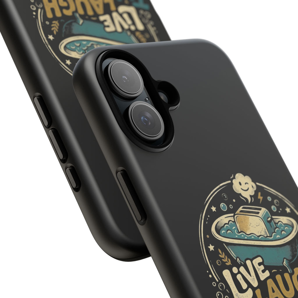 Live Laugh Toasterbath Phone Case — Cute Retro Butter in Bathtub Design