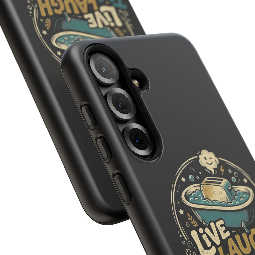 Live Laugh Toasterbath Phone Case — Cute Retro Butter in Bathtub Design