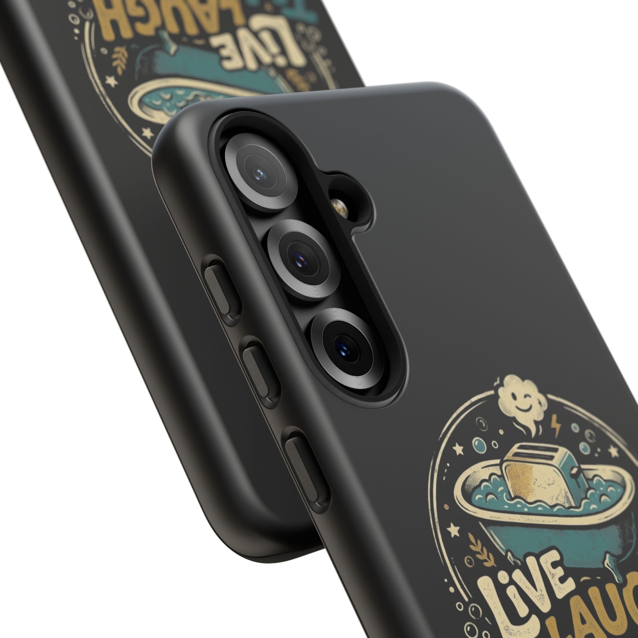 Live Laugh Toasterbath Phone Case — Cute Retro Butter in Bathtub Design