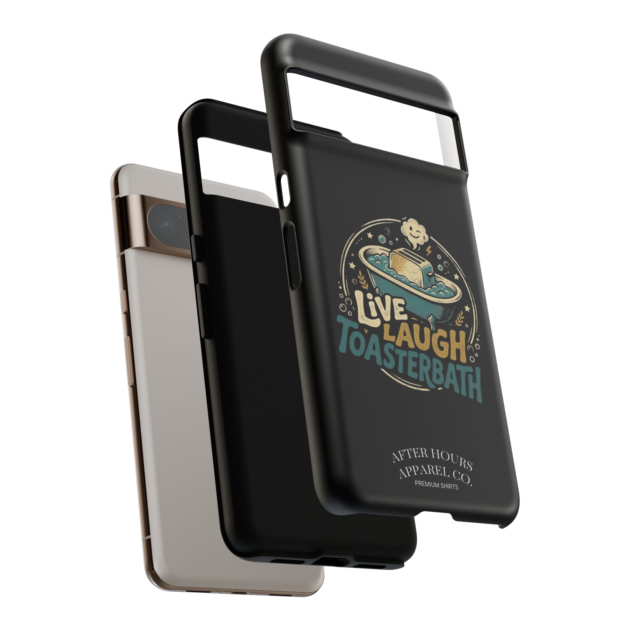 Live Laugh Toasterbath Phone Case — Cute Retro Butter in Bathtub Design