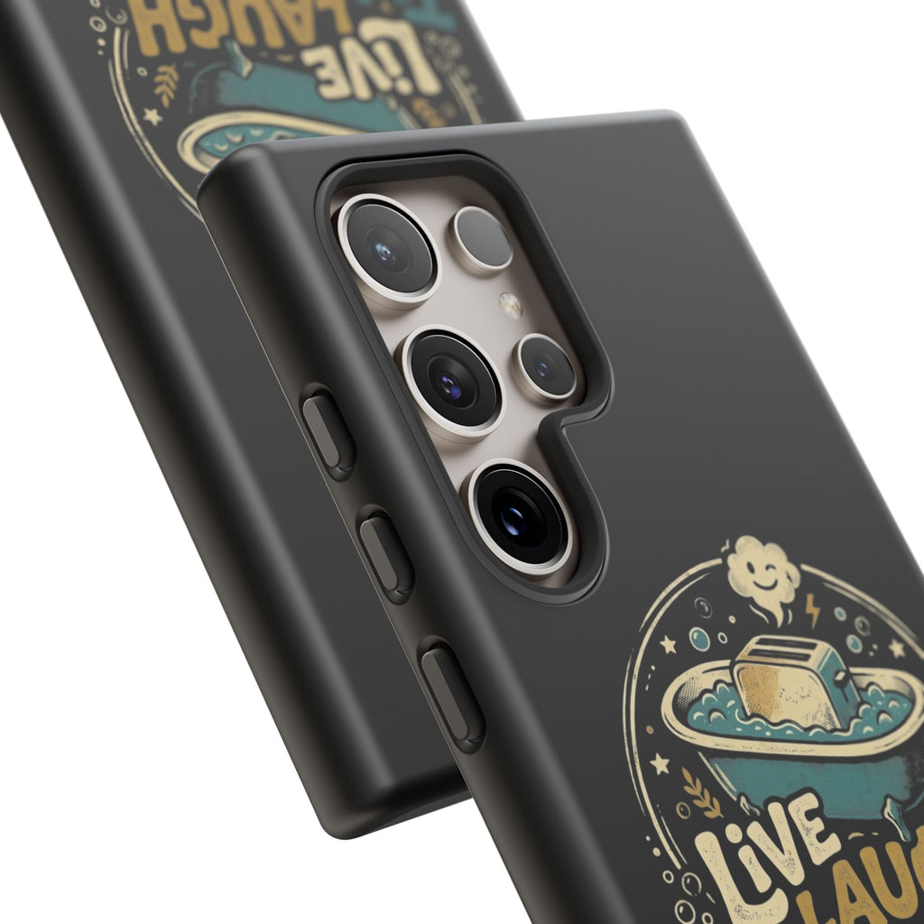 Live Laugh Toasterbath Phone Case — Cute Retro Butter in Bathtub Design