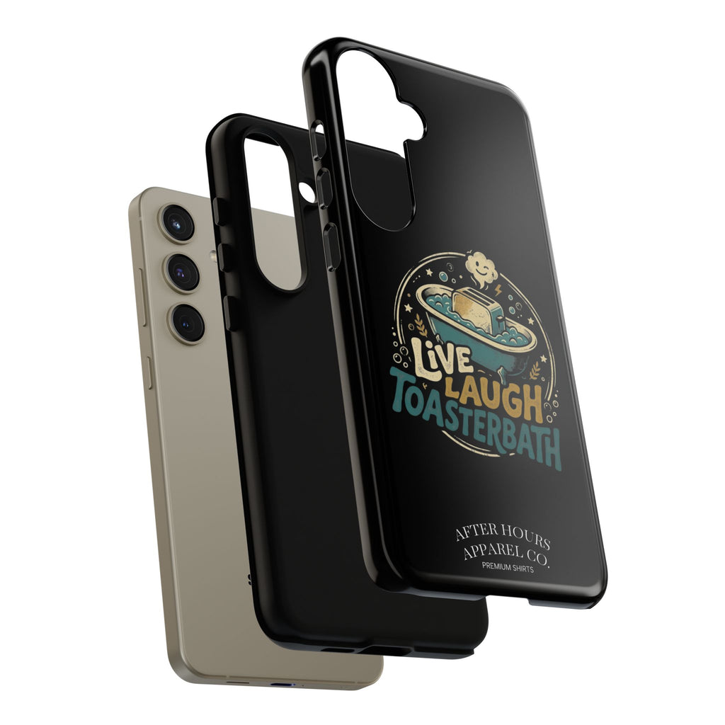 Live Laugh Toasterbath Phone Case — Cute Retro Butter in Bathtub Design