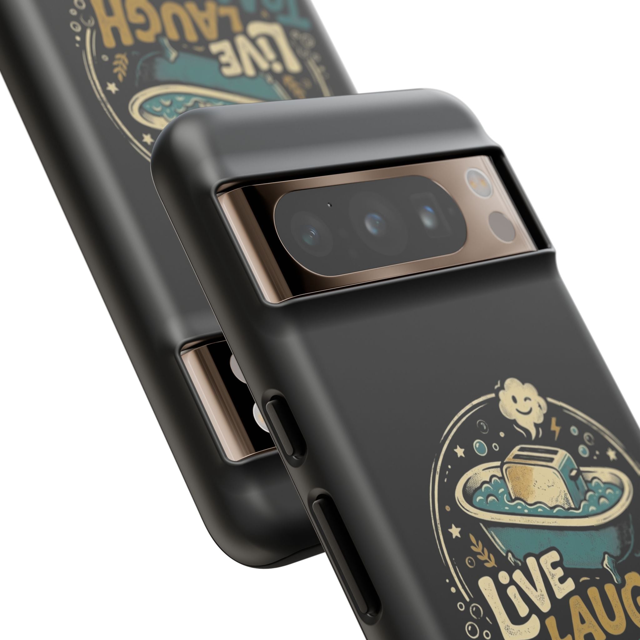 Live Laugh Toasterbath Phone Case — Cute Retro Butter in Bathtub Design
