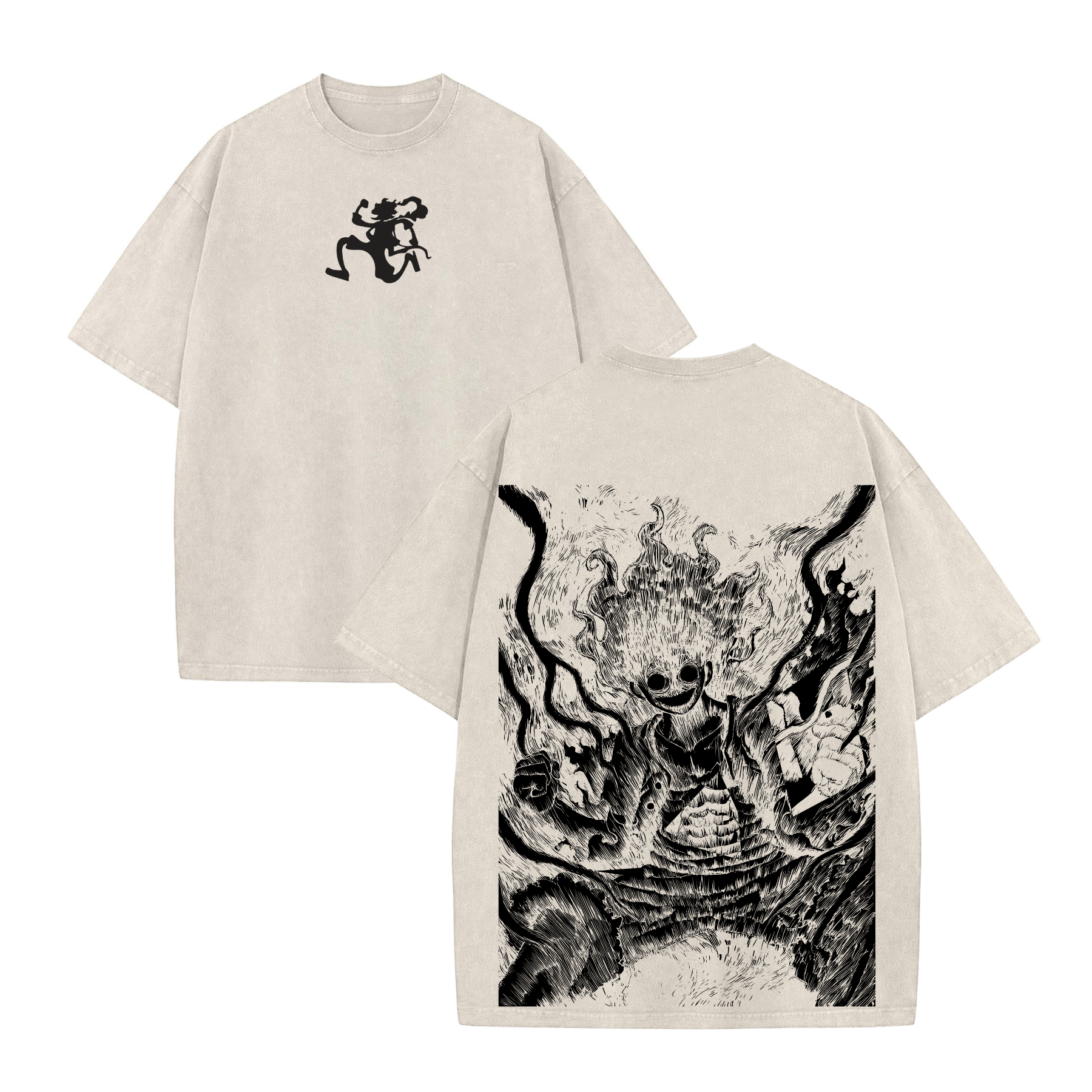 Lufi JoiBoy T-Shirt – Retro Vintage Unisex Anime Manga Acid Washed Cotton Tee, Gift for Anime Fans